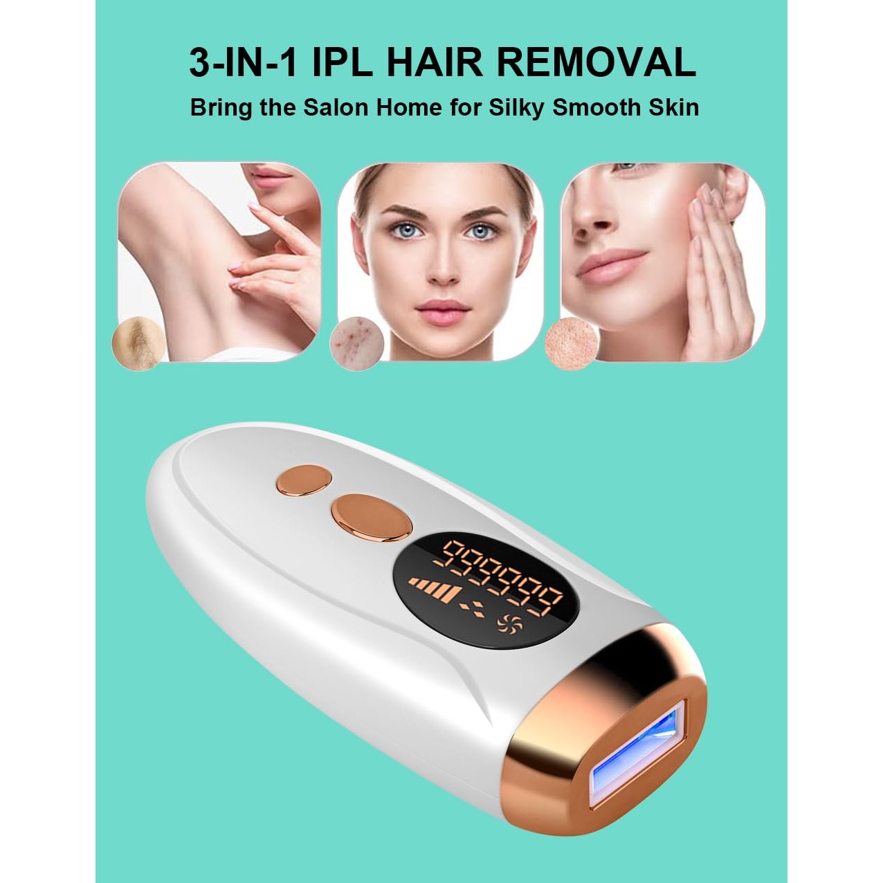 IPL Hair Removal,Laser Hair Removal At-Home for Women Men, 999,999 Flashes Permanent Hair Removal Device on Facial Legs Arms Bikini Line - Medaid International