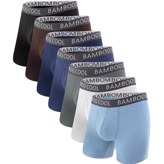 BAMBOO COOL Men's Ultra ComfortSoft Underwear, Moisture Wicking & Breathable No Ride Up Boxer Briefs with Fly, Multipack - Medaid International