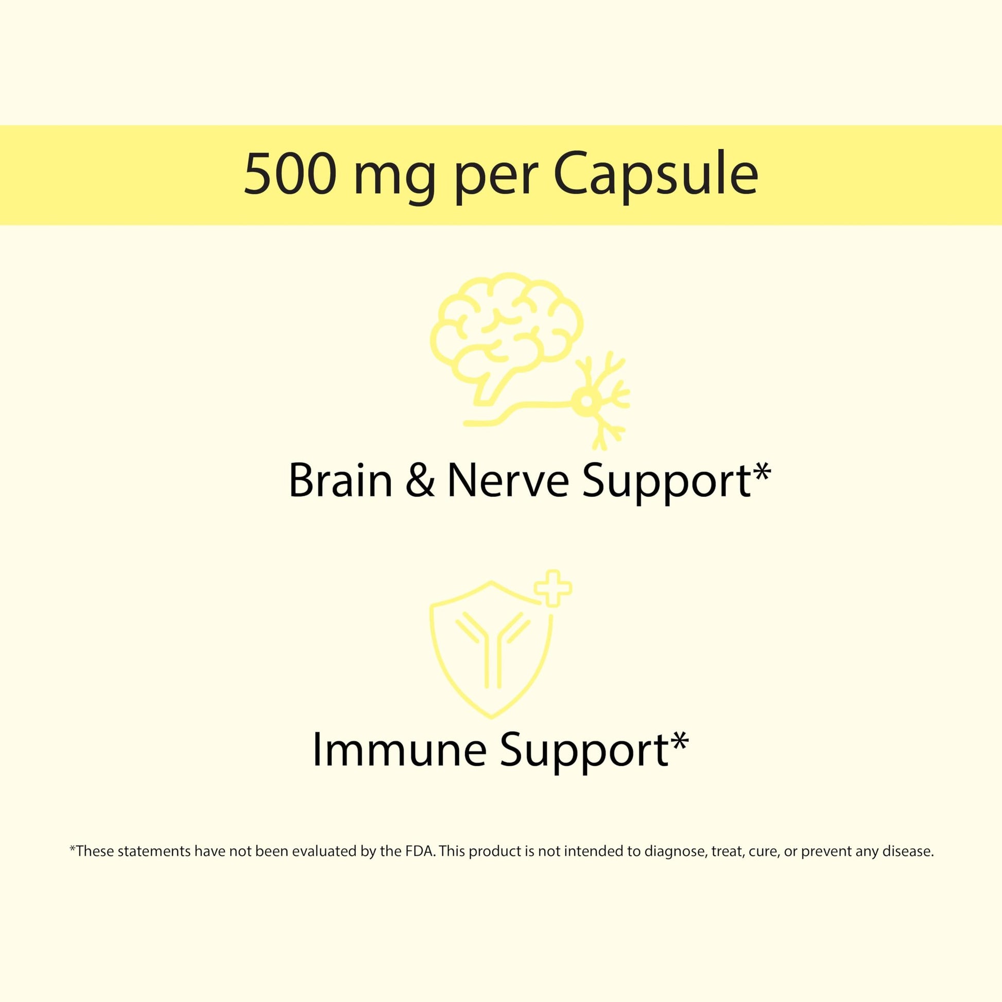 KOYAH Organic Lion's Mane Capsules - USA Grown, 100% Fruiting Body, Freeze-Dried, 3rd Party Tested for Beta-Glucans, 500 mg, Non-GMO, Vegan. Brain & Nerve Support. Immune Support. 60 Capsules - Medaid International
