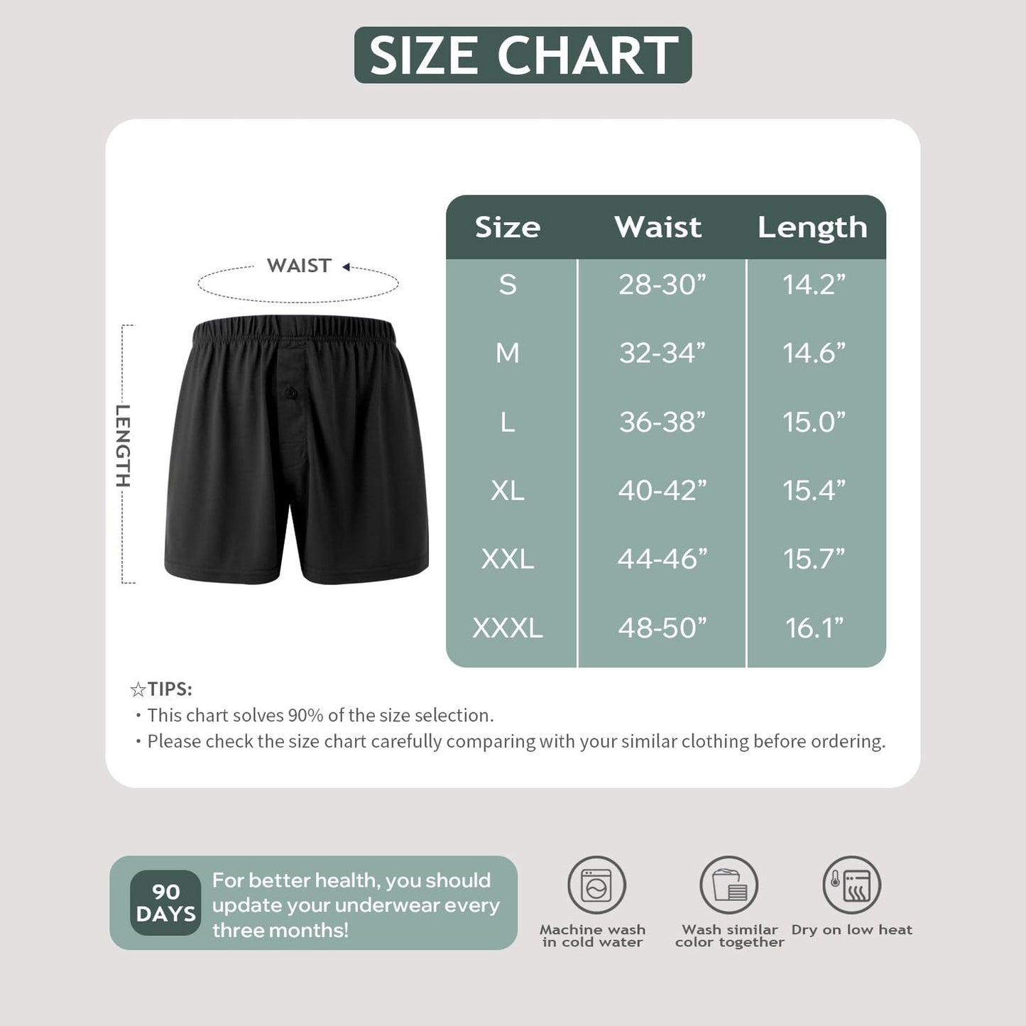 BAMBOO COOL Mens Boxers Durable Comfortable Boxer Shorts for Men Loose Ultra-Soft Men's Underwear (3 Pack) Medium - Medaid International