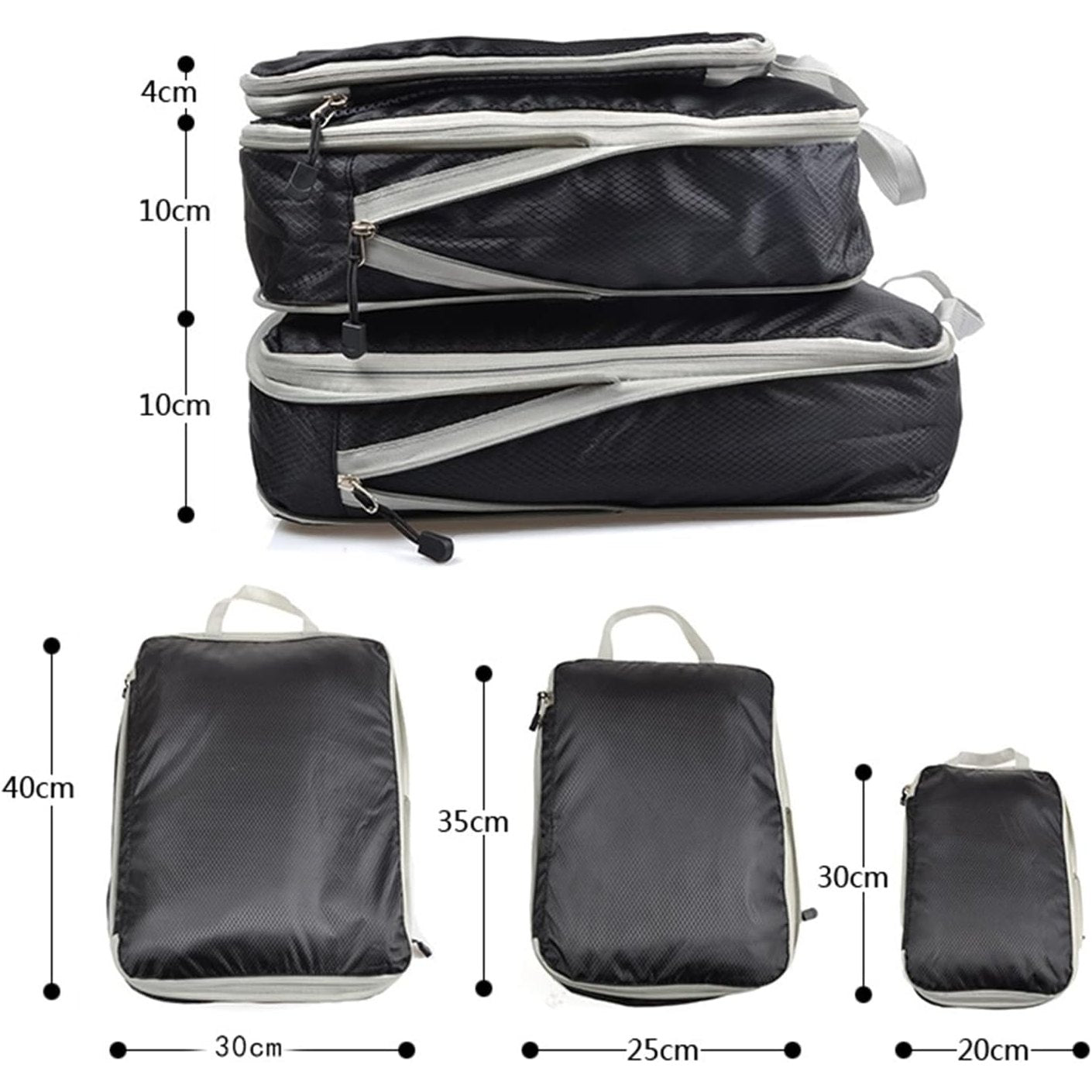 Reheyre - Travel Storage Bag Packing Cubes for Travel, Waterproof Zipper Closure Nylon Travel Suitcase Clothes Pants Organizer Pouch Lightweight Luggage Storage Bag Black L
