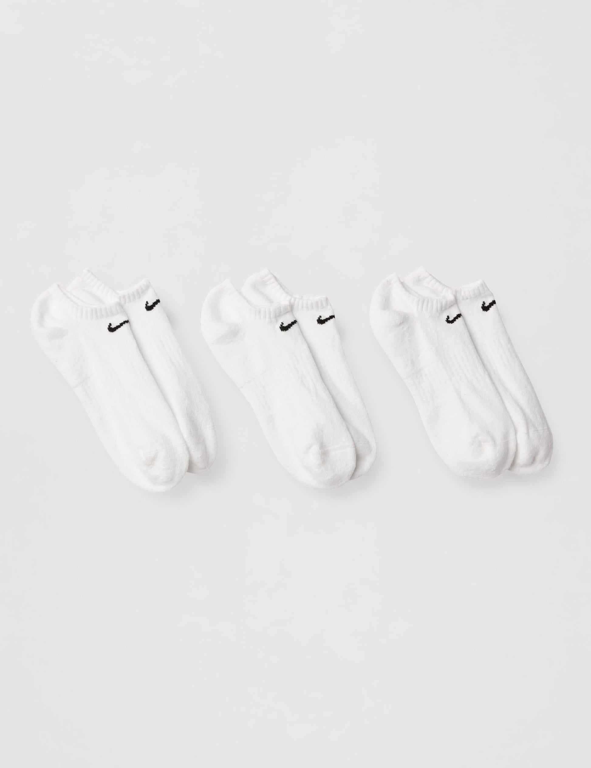 Nike Unisex Everyday Cushioned Training No-Show Socks (3 Pairs), White/Black, Large - Medaid International