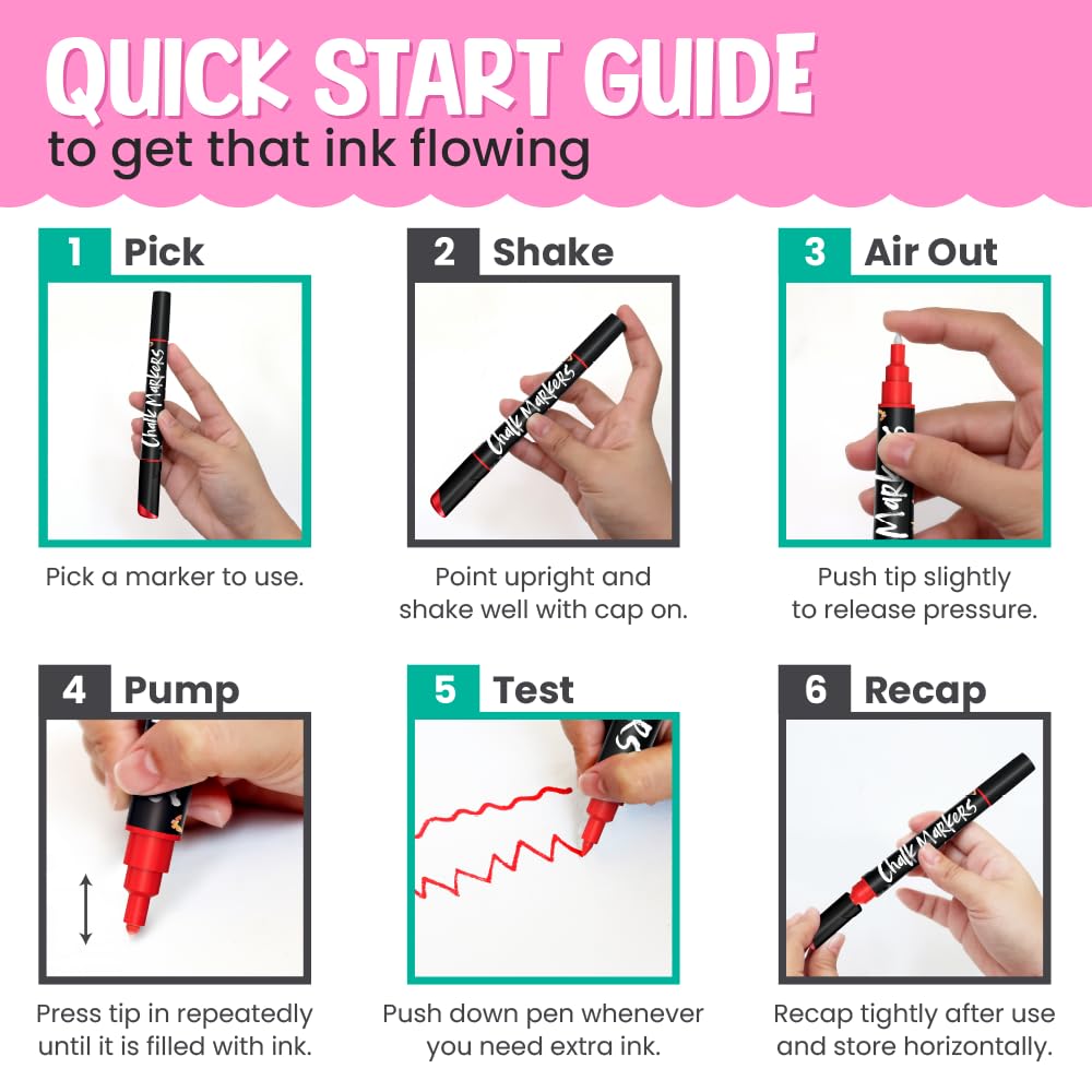 Chalkola Dual Tip Liquid Chalk Markers for Blackboard - (30 Pack, 1mm Fine Tip +5mm Bold) | Wet Erase, Erasable Chalkboard Markers, Chalk Pen for Signs, Car Windows, Wall Calendar, Glass, Board - Medaid International