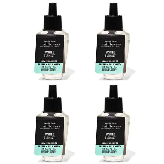 Bath & Body Works White T-Shirt WallFlowers Fragrance Refill 0.8 Oz 4 Pack (White T-Shirt) 3.2 Fl Oz - Medaid International