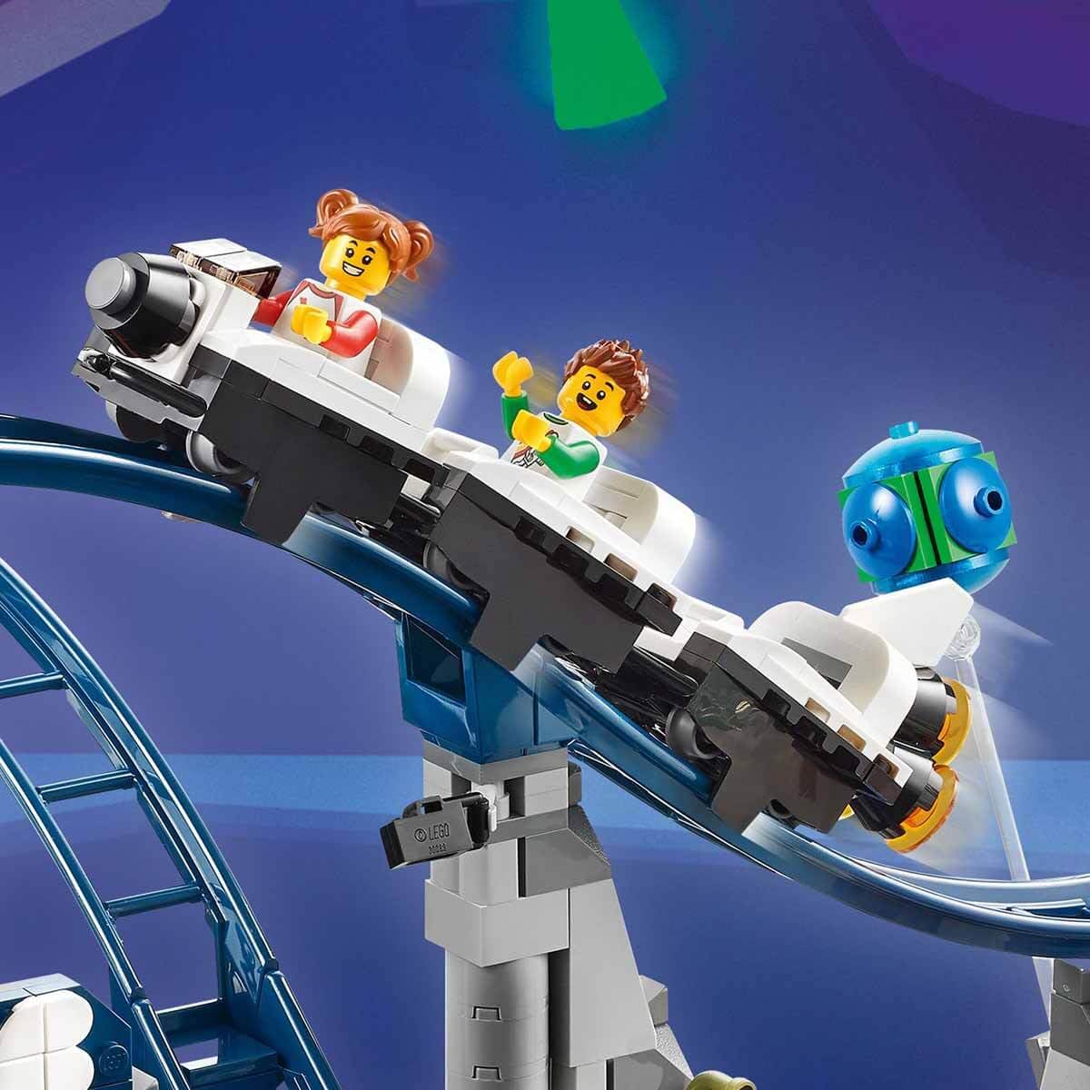 Lego Creator 3 in 1 Space Roller Coaster Building Toy Set Featuring a Roller Coaster, Drop Tower, Carousel and 5 Minifigures, Rebuildable Amusement Park for Kids Ages 9+, 31142 - Medaid International