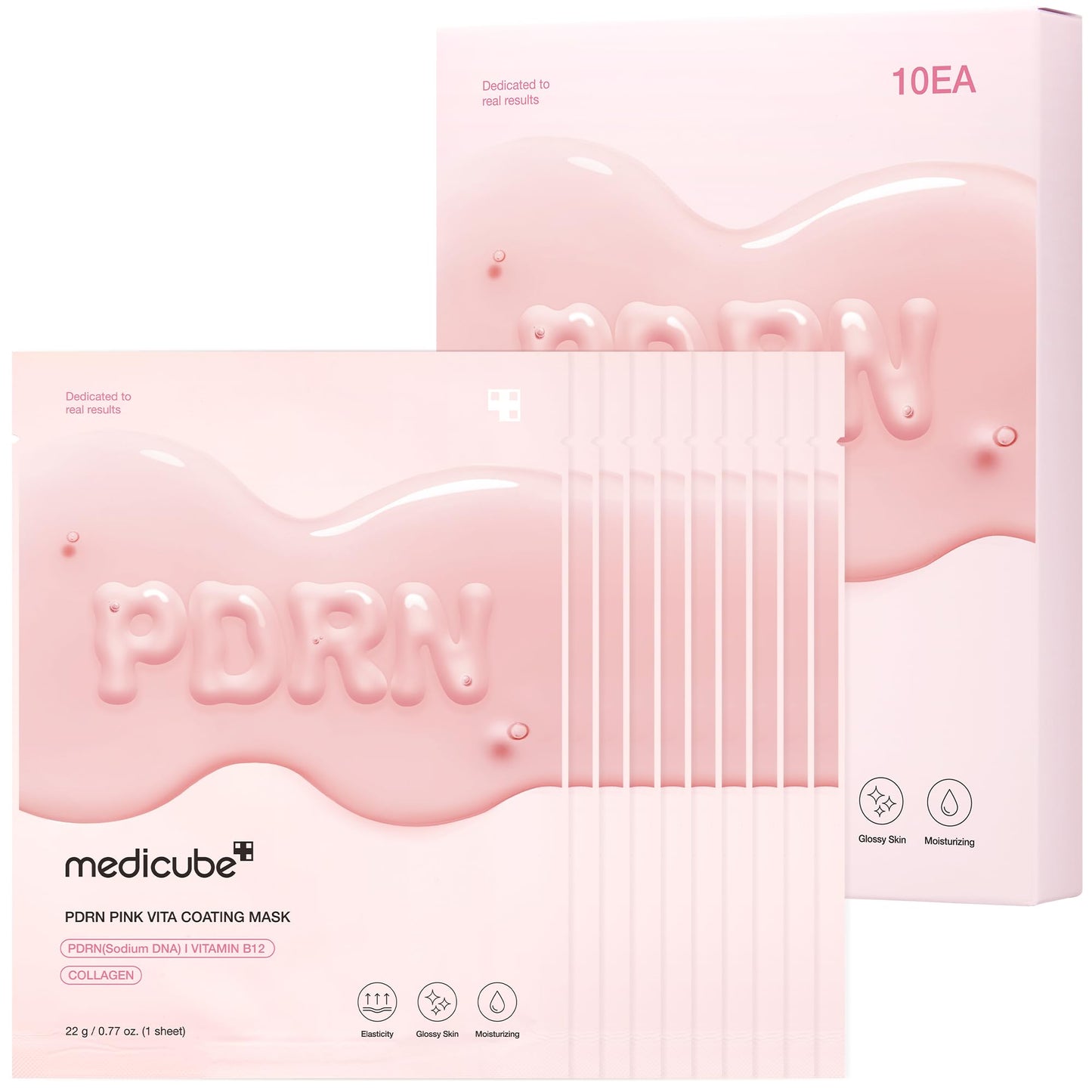 medicube Salmon DNA PDRN Pink Vita Coating Sheet Mask 10EA - Korean sheet mask for glass skin - Luxurious Home care Mask for Hydration, Firming, and Balanced Skin, Korean Skin Care (22g/0.77oz x 10ea) - Medaid International