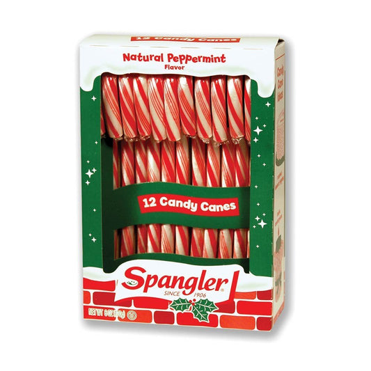 Spangler (1) Box Candy Canes - Peppermint Flavored Red & White Stripes - 12 Individually Wrapped Pieces per Box - Holiday & Christmas Candy - Net Wt. 5.3 oz - Medaid International