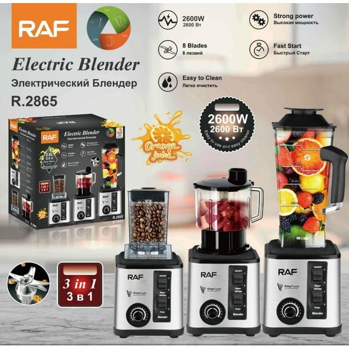 RAF 2600W  Electric Blender + Chopper 3-in-1 R2865 - Medaid International