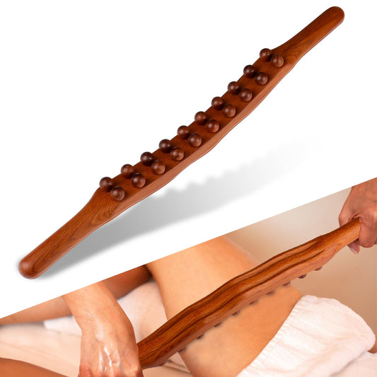Guasha Wood Stick Massage Tool,20 Beads Wood Massage Roller Stick,Lymphatic Drainage Massager for Body Shaping,Gua Sha Tools for Back Leg - Medaid International
