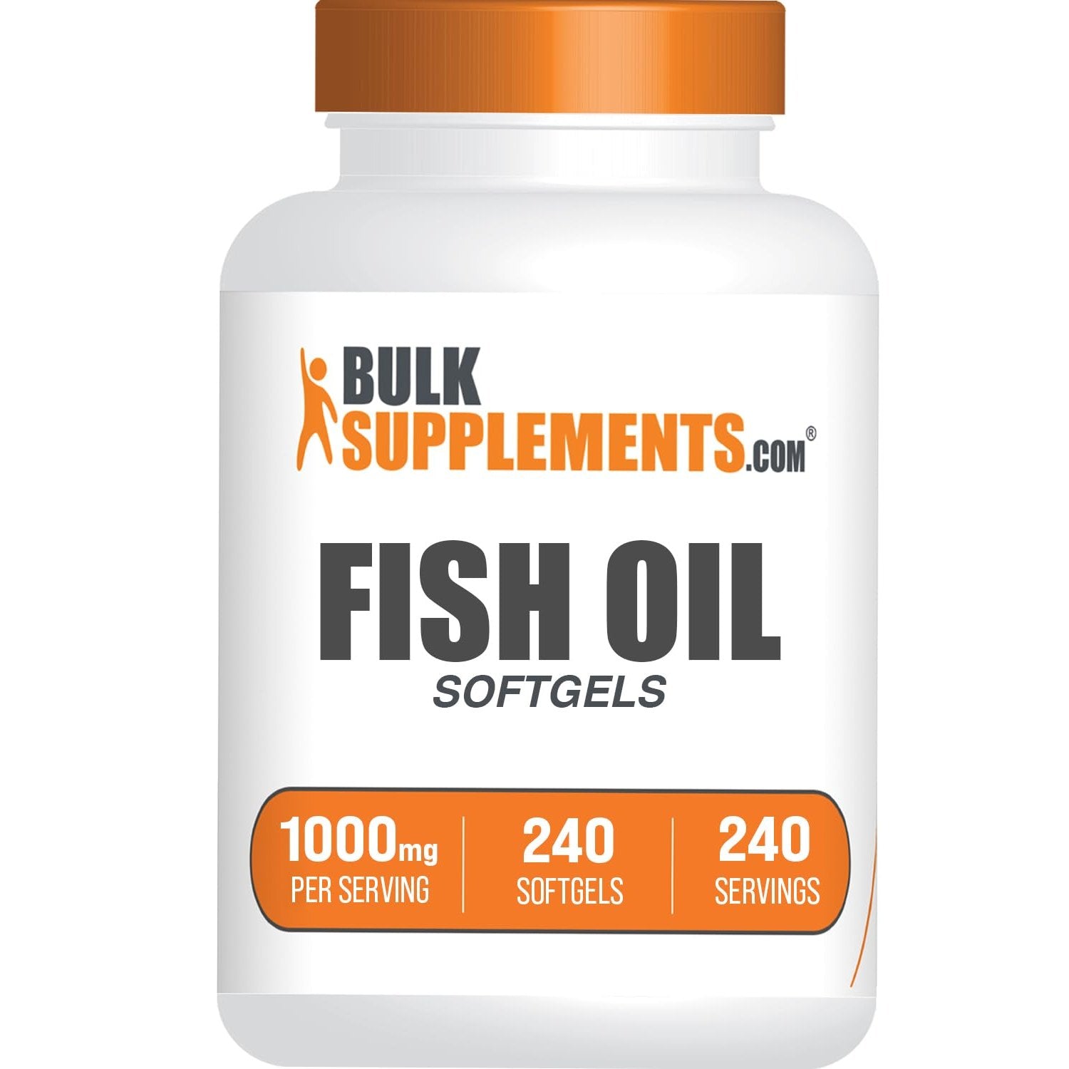 BulkSupplements.com Fish Oil 1000mg Softgels - Fish Oil Supplements, Omega 3 Supplements - Gluten Free, 1 Softgel per Serving, 240 Count (Pack of 1) - Medaid International