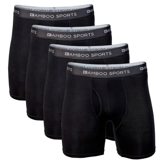 Bamboo Sports Mens Bamboo Boxer Briefs Underwear - Soft & Comfortable Fit 4 inch inseam - Medaid International