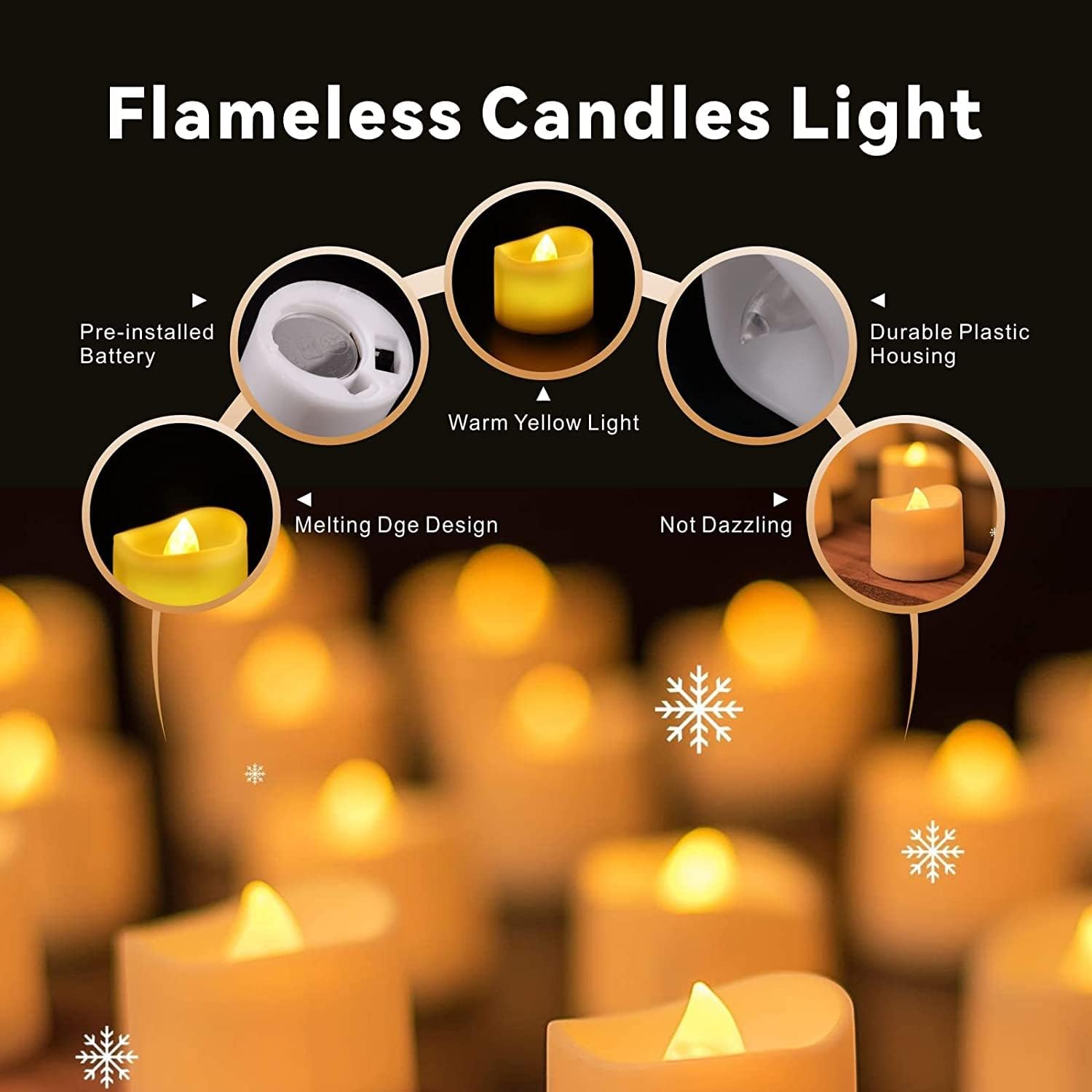 ECVV 12Pcs LED Flameless Candles Light, Battery Operated Tea Lights, Warm Yellow Candles Tea Light for Party/Wedding/Festival Celebration etc.1.4 * 1.7inch(Batteries Included) - Medaid - Lebanon