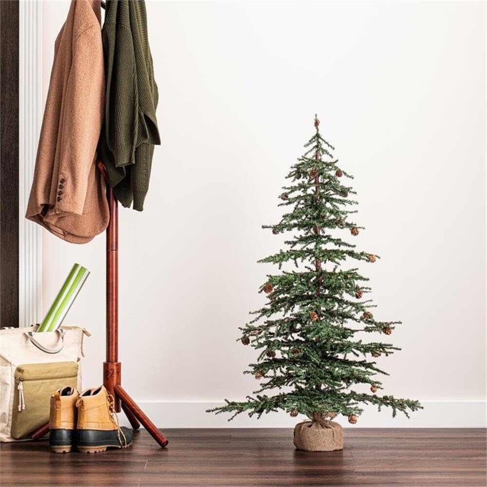 Vickerman 42" Caramel Pine Artificial Christmas Tree Unlit- Featuring 1241 PVC Tips - Pine Cone Accented - Seasonal Indoor Home Decor with Decorative Burlap Base - Medaid International