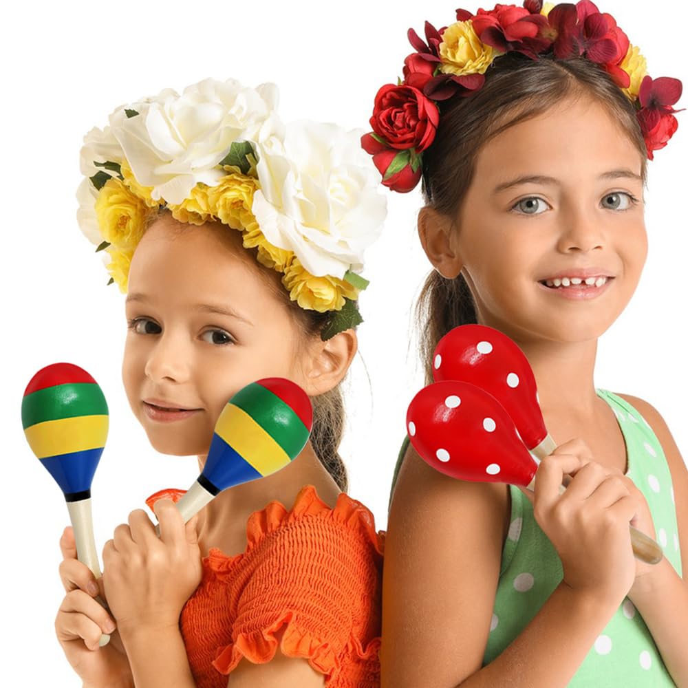 4 قطع ماراكاس ليفلوكس 2 نمط ماراكاس آلات الإيقاع اليدوية (الوان حمراء وفاخرة) - Medaid International