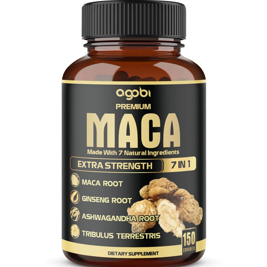 7in1 Premium Maca Root Capsules - with Ashwagandha, Ginseng, Tribulus, Shilajit, Shatavari & Black Pepper - Natural Energy, Performance & Mood Support - 150 Counts for 5 Months - Medaid International