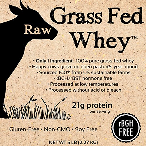 Raw Grass Fed Whey Protein Powder – Unflavored, Only 1 Ingredient: 100% Pure Grass-Fed Whey from Happy, Healthy Cows – Undenatured, Non-GMO, Hormone-Free, Gluten-Free, Made in USA, 5LB - Medaid International