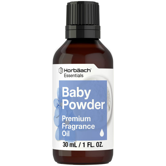 Horbäach Baby Powder Fragrance Oil | 1 fl oz (30ml) | Premium Grade | for Diffusers, Candle and Soap Making, DIY Projects, Aroma Spray, & More - Medaid International
