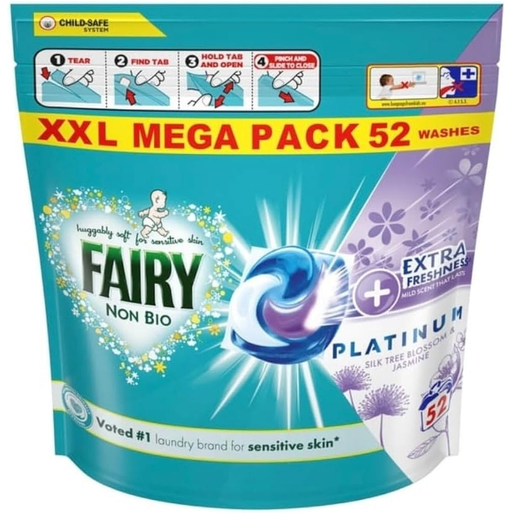 Fairy Platinum +Stain Remover Non Bio Pods for Sensitive Skin 52w - Medaid