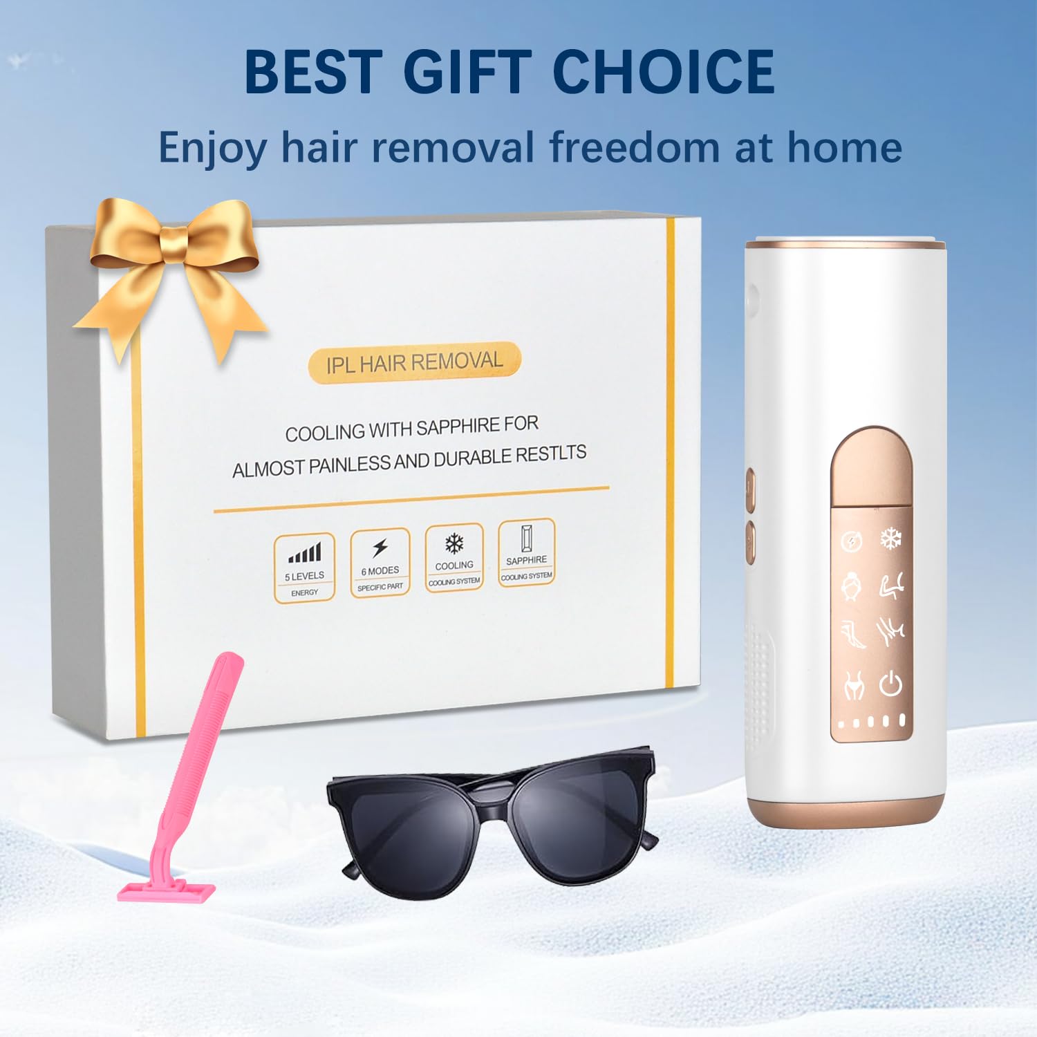 IPL Sapphire Laser Hair Removal Device for Women & Men with 45°F Ice-Cooling,Infinite Flash & Long-Lasting Results, Painless Hair Removal Device in 3 Weeks for Armpits Legs Arms Bikini Line At Home - Medaid International