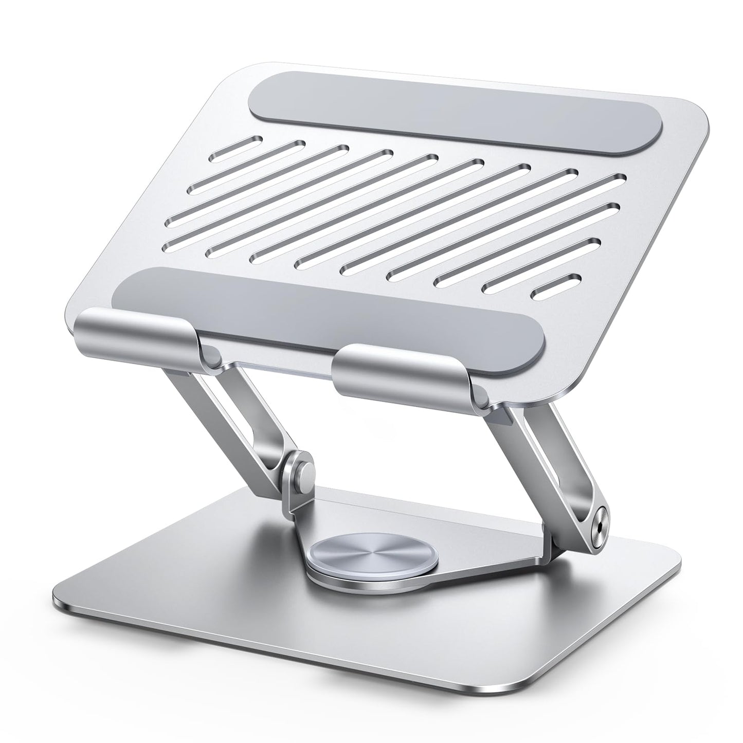 UGREEN Tablet Stand Holder for Desk with 360° Rotating Base Aluminum Dual Rod Support Adjustable Home Office Accessories Compatible with iPad Pro 13 12 11 Air Mini 5 4 3 Phone E-Reader Silver - Medaid International