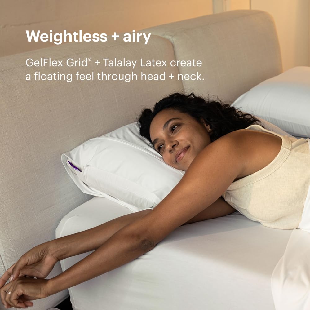 Purple Harmony Pillow - Standard Tall, Greatest Pillow Ever Invented, 360º Hex Grid & Talalay Latex Core - No Pressure Support, Stays Cool, Luxurious Comfort - Medaid International