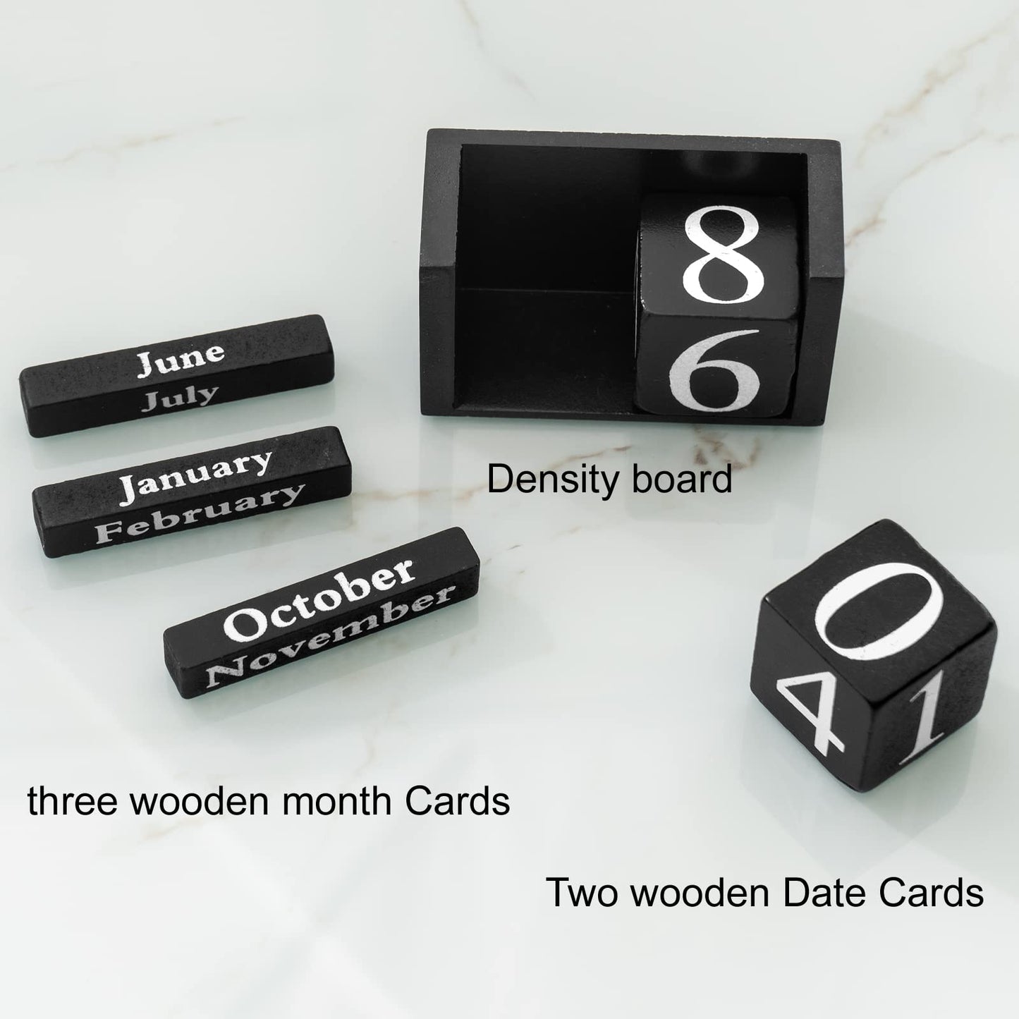 Notakia Wooden Gaobei Desk Blocks Calendar Perpetual Block Month Date Display (Black Small) - Medaid International