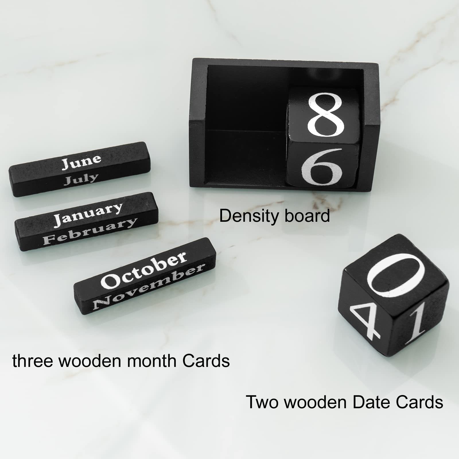 Notakia Wooden Gaobei Desk Blocks Calendar Perpetual Block Month Date Display (Black Small) - Medaid International