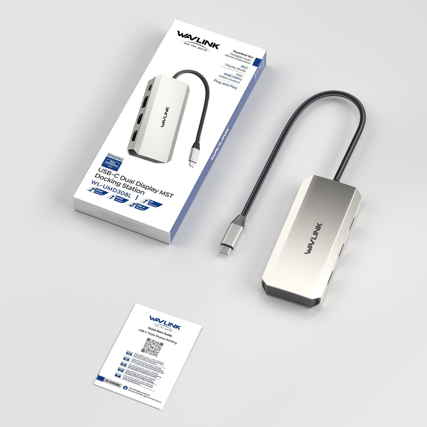 Laptop Docking Station, WAVLINK Triple 4K Docking Station with Dual HDMI, DP, 100W PD in, 3 USB-A2.0 for Wireless Device, Compatible with Dell/HP/Lenovo etc, Windows Systerm Computer Only - Medaid International