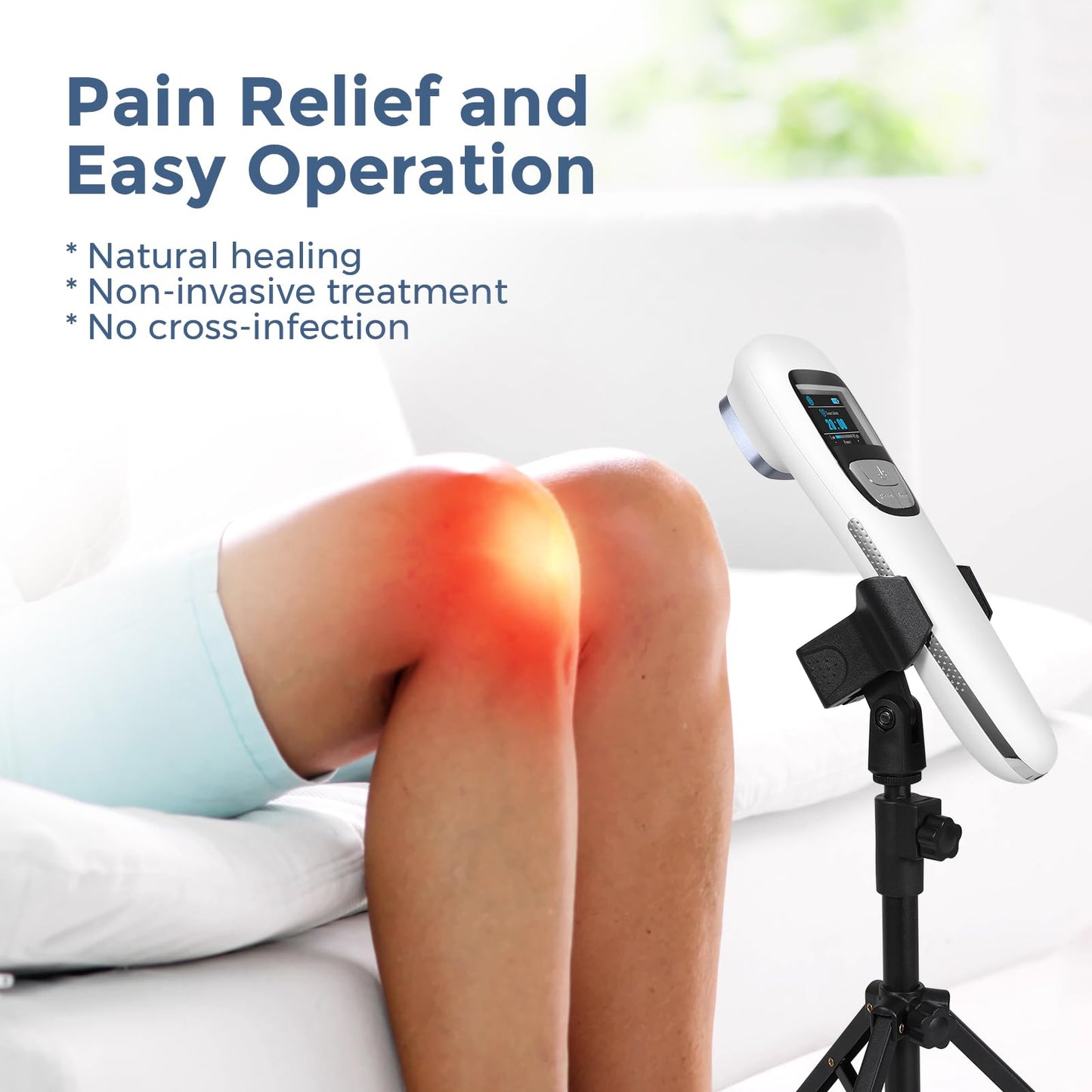 Red Light Therapy Device for Shoulder Back Knee Joint Muscle Pain Relief, 13pcs x 650nm + 3pcs x 808nm, 4 Power + 4 Timer, Handheld Cold Laser Therapy Device for Dogs Pet Horse - Medaid International