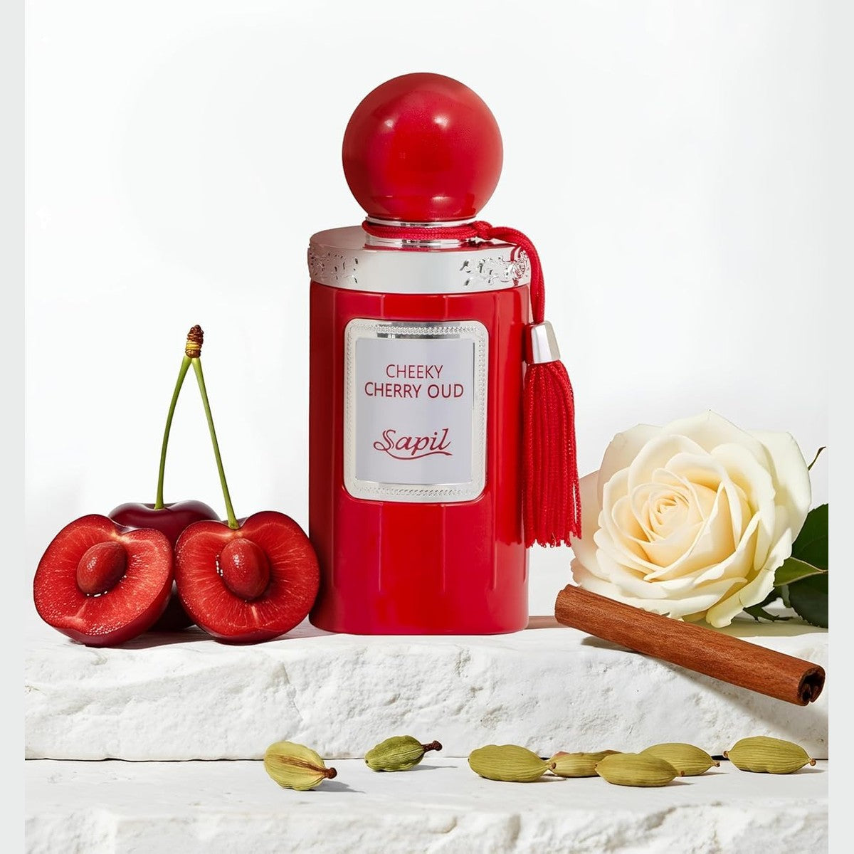 Sapil Cheeky Cheery Oud Unisex Eau De Parfum - Spicy Cherry & Rose Blend with Oud Twist - Long Lasting Niche Perfume for Men & Women - 3.38 oz - Medaid International