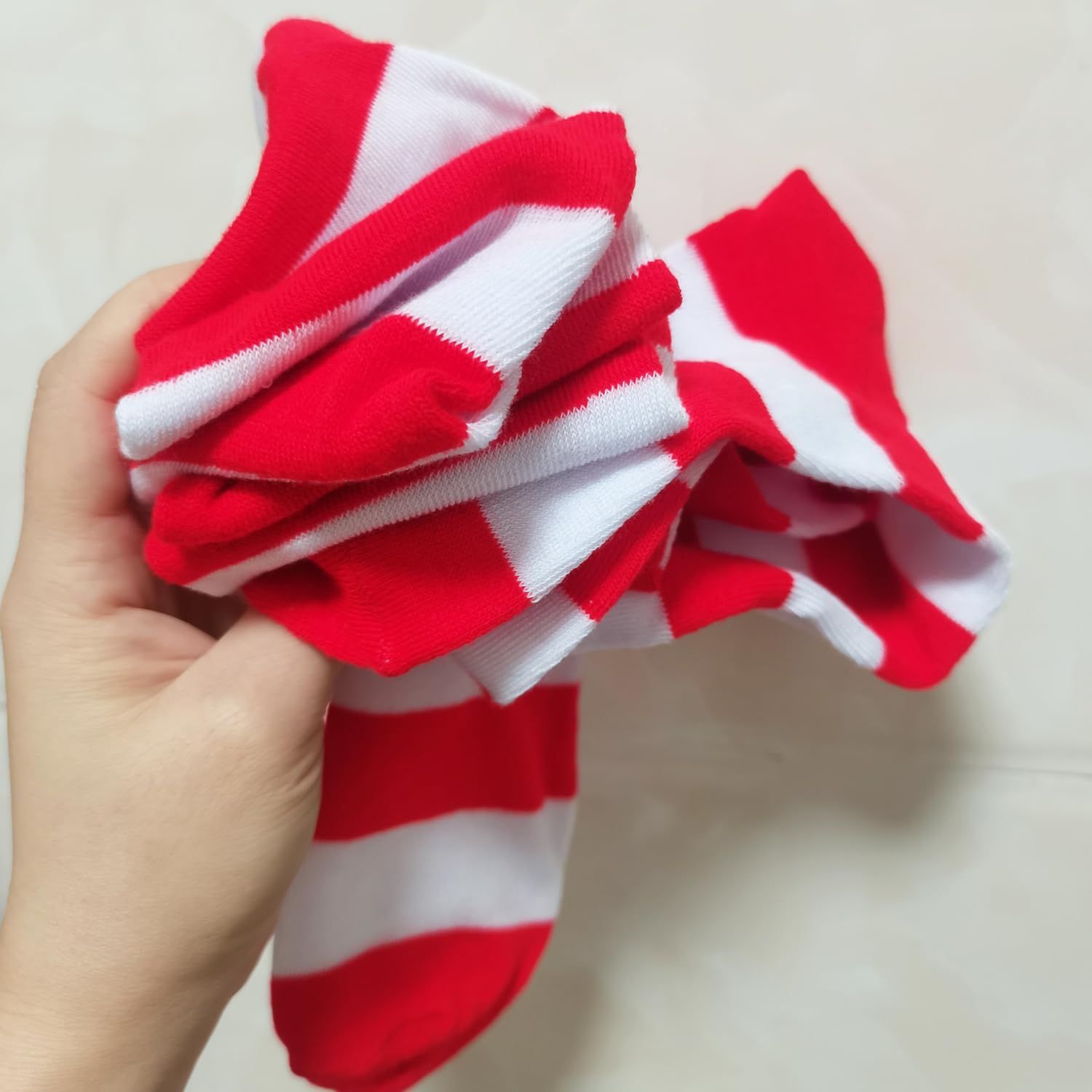 SYYWLYAP Red White Striped Sock Long Thigh High Athletic Sport Over Knee High Sock Halloween Christmas Stockings Red+White Stripe - Medaid International