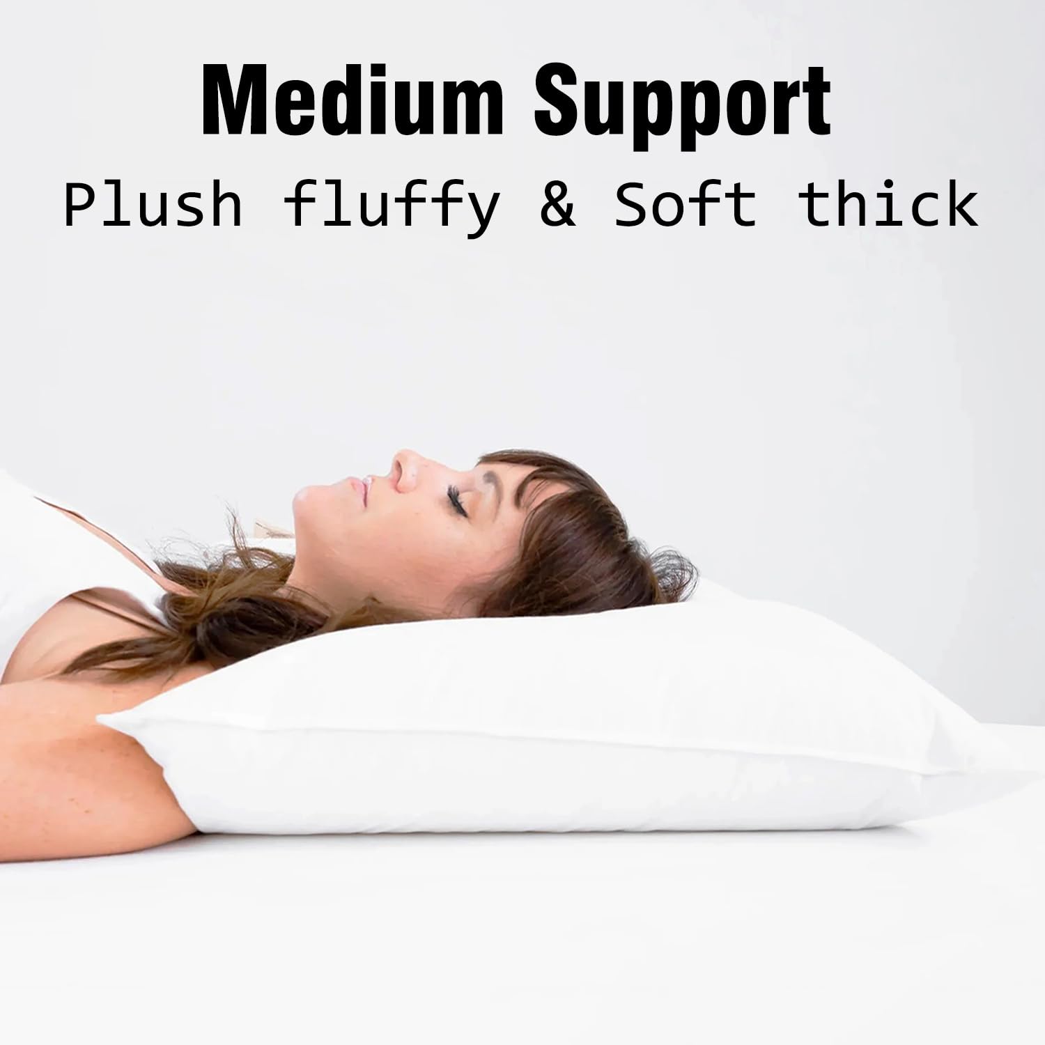 Hotel Collection Bed Pillows Standard Size Set of 4 Back Sleeper Pillow for Adults Stomach Kids Side Sleeping Medium Soft Plush Fluffy White 20x26 inches - Medaid International