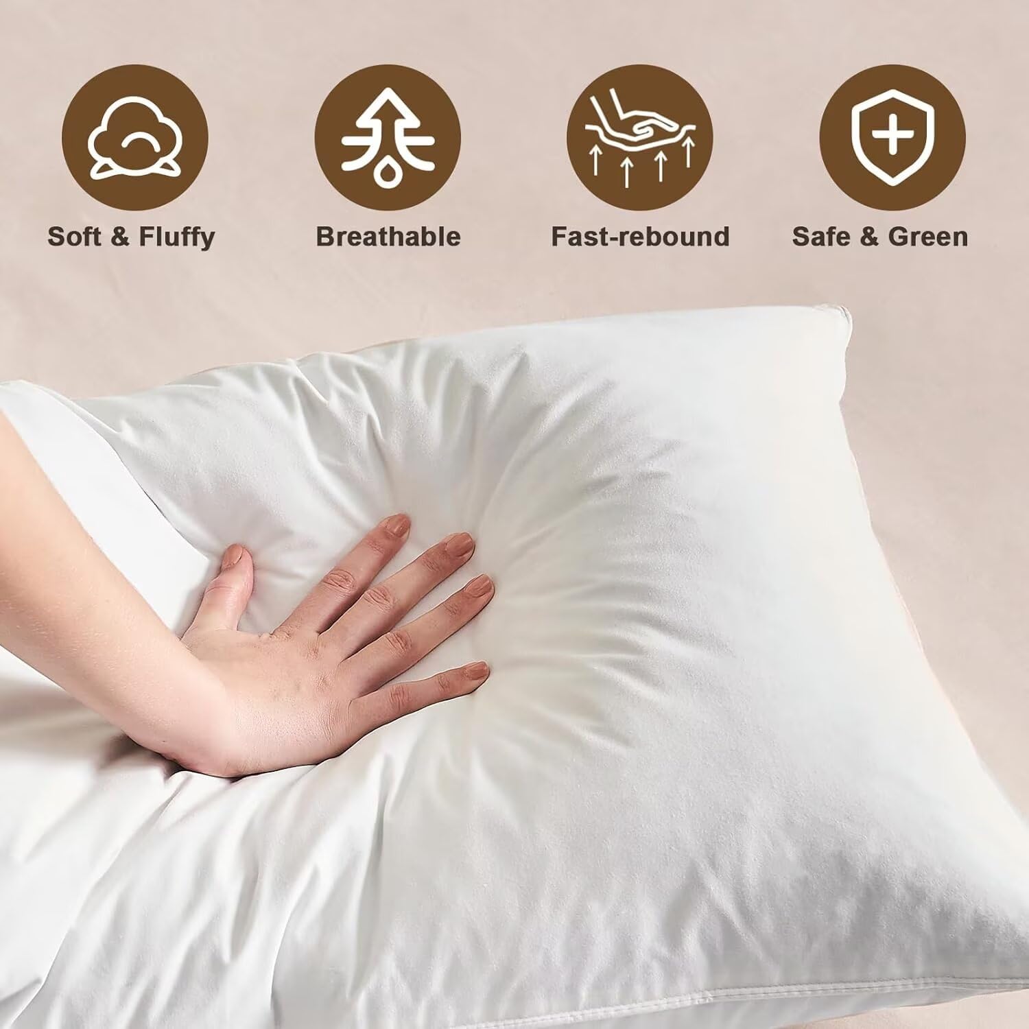 BHZ Goose Down Feather Pillows Queen Size - Hotel Collection Bed Pillows for Sleeping Soft Pillow for Side and Back Sleepers with 100% Cotton Fabric - Medaid International
