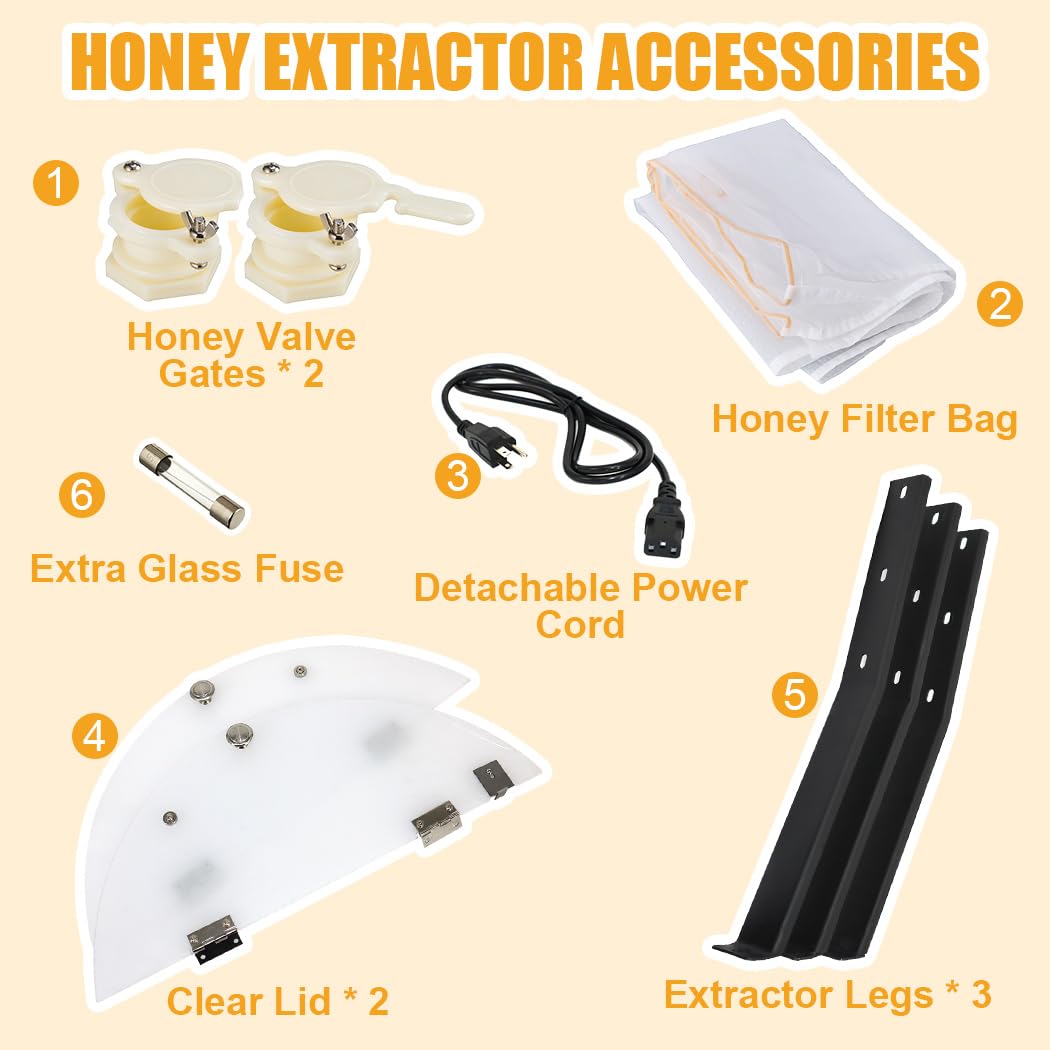 BeeCastle 3 Frame Electric Honey Extractor Stainless Steel Honey Processing Equipment, Powered Honeycomb Drum Spinner with Transparent Lid and Height Adjustable Stand - Medaid International