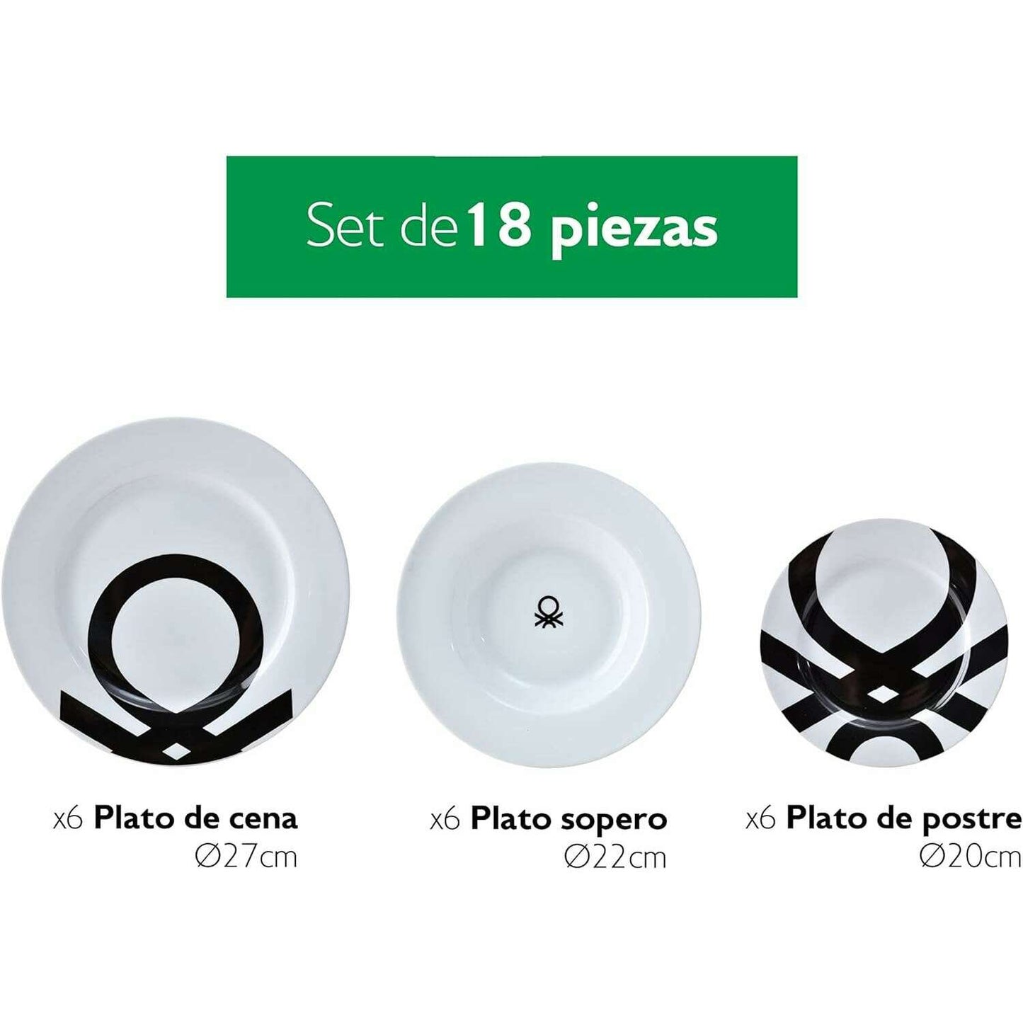 Black&White Collection, Set of 18 Pieces Dinner Set - Medaid International
