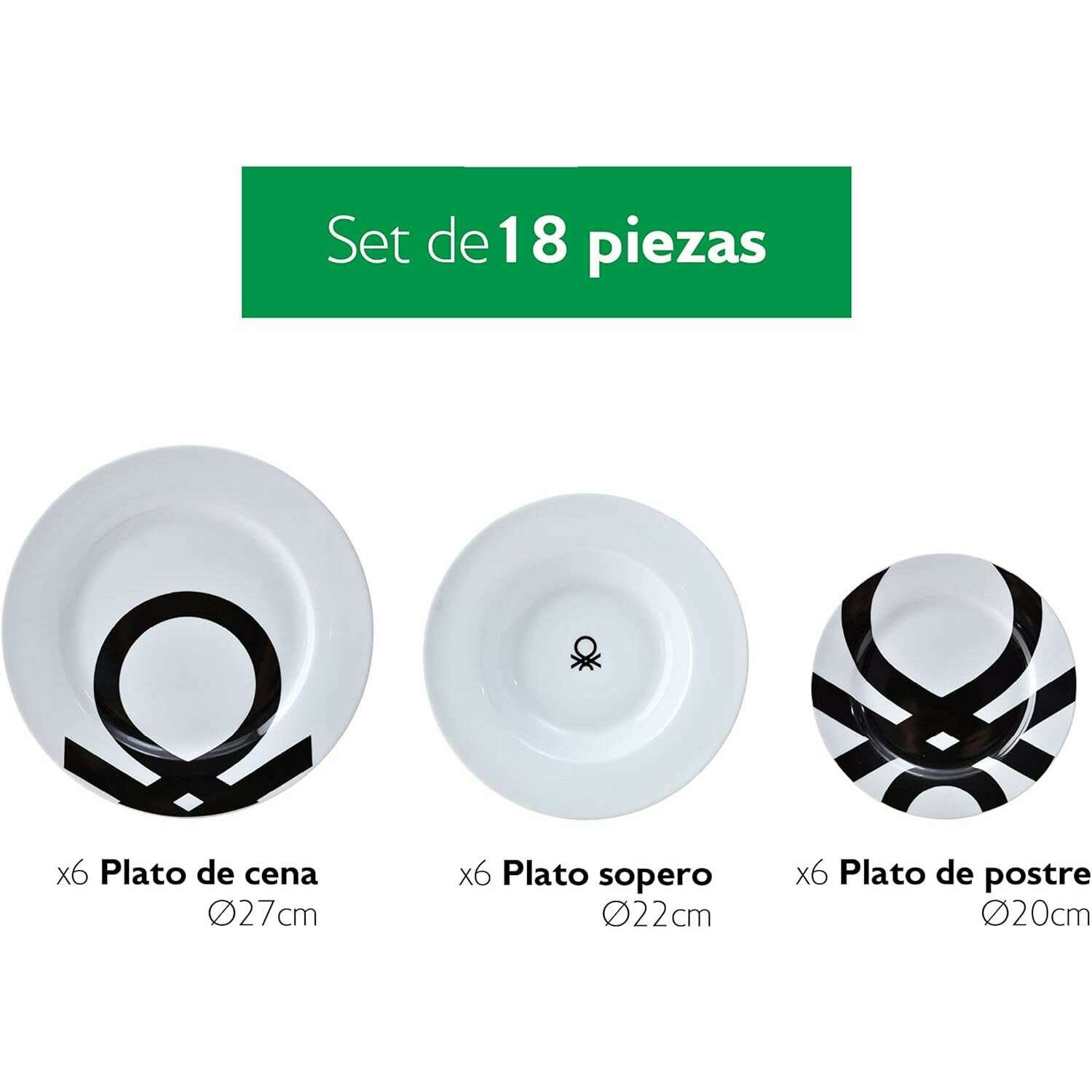 Black&White Collection, Set of 18 Pieces Dinner Set - Medaid International