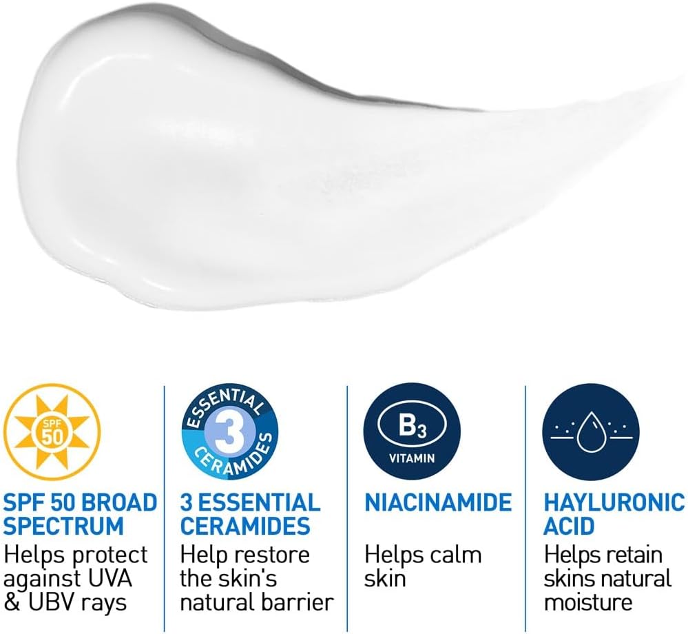 CeraVe AM Facial Moisturising Lotion SPF50 with Ceramides & Vitamin E for Normal to Dry Skin 52ml - Medaid International