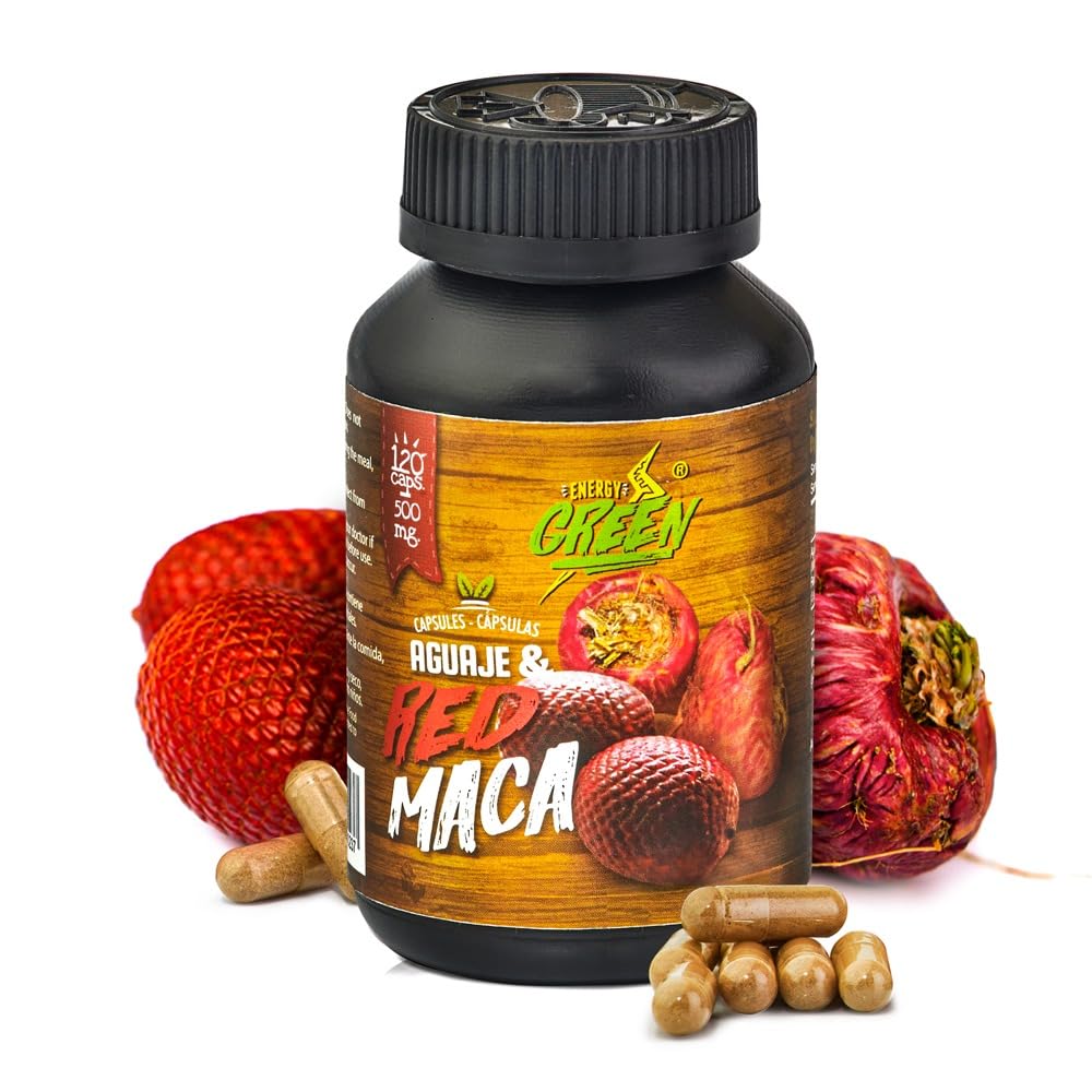 Aguaje with Red Maca Powder - 120 Pills - 1000mg Serving - Rich Phytostrogens Source - 100% Natural - Non GMO - Vegan - Wild Harvested in Peru - Medaid International