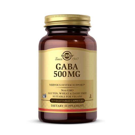 Solgar GABA 500 mg, 50 Vegetable Capsules - Relaxation & Nervous System Support - Amino Acid - Non-GMO, Vegan, Gluten Free, Dairy Free, Kosher - 50 Servings - Medaid International