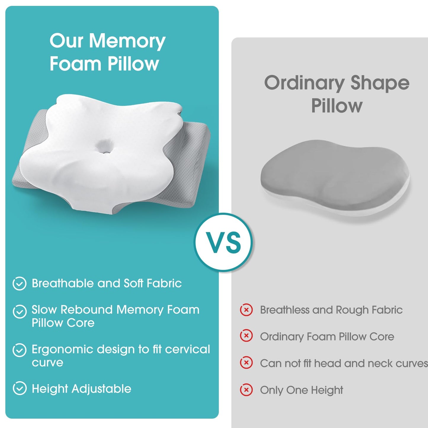 SereneCloud Cervical Pillow for Neck and Shoulder Support, Contour Memory Foam Pillow for Sleeping, Ergonomic Bed Pillow for Side, Back, Stomach Sleepers with Breathable Pillowcase (Queen, Medium) - Medaid International