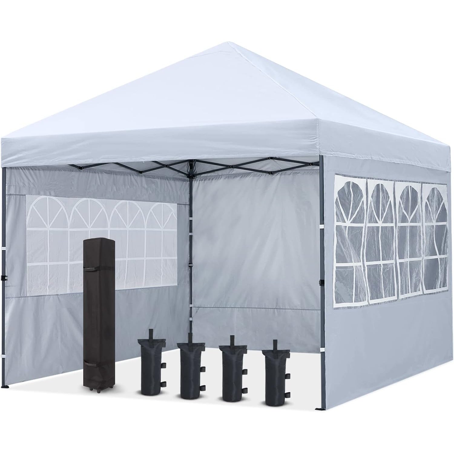 COOSHADE 10X10Ft Pop up Canopy Tent Enclosed Instant Folding Canopy Shelter with Elegant Church Window Outdoor Pavilion Cater Party Wedding BBQ Events Tent(Black) - Medaid - Lebanon