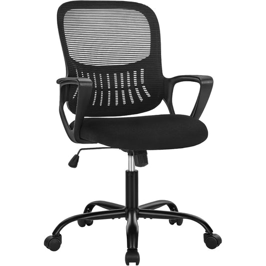 SMUG Home Office Computer Desk Chair - Ergonomic Mid-Back Mesh Swivel Rolling Work with Wheels, Comfy Lumbar Support and Armrest, for Bedroom, Study, Dorm, Student, Adults - Medaid International