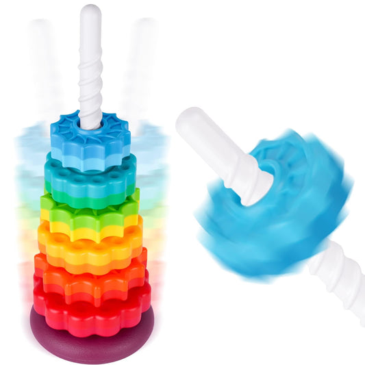 NiToy Spinning Stacking Toy for Kids, Rainbow Tower Dual-Color Spinning Wheels Premium Strong BPA-Free ABS Plastic Early Education Fun Learning and Engaging Brain Development Toys (Large 6th Floor) - Medaid International