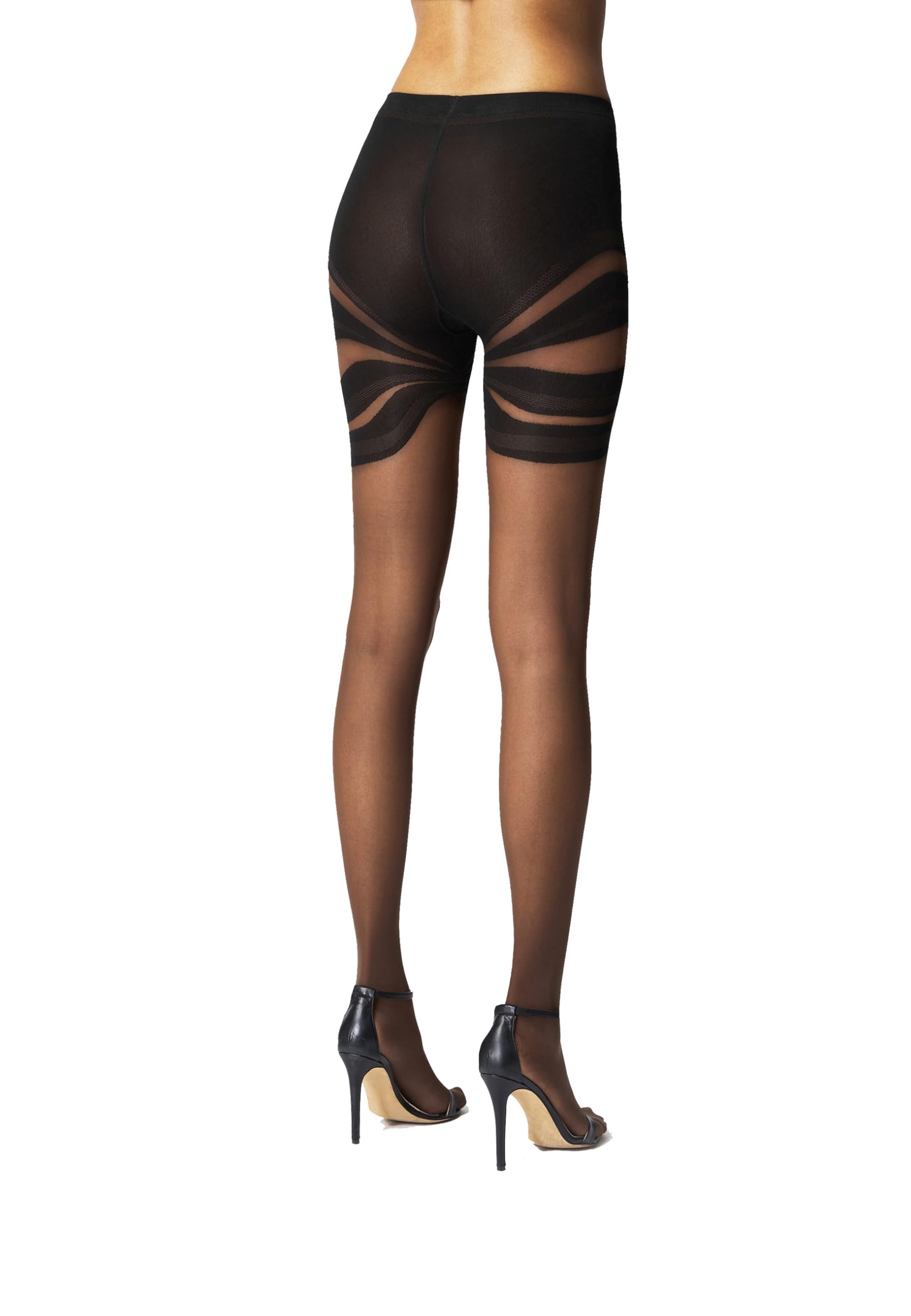 Wolford Venus Tights For Women 20 Denier Sheer-Opaque Matte Pantyhose with Dynamic Line Design Soft Waistband Circular Knit fairly light black Large - Medaid International