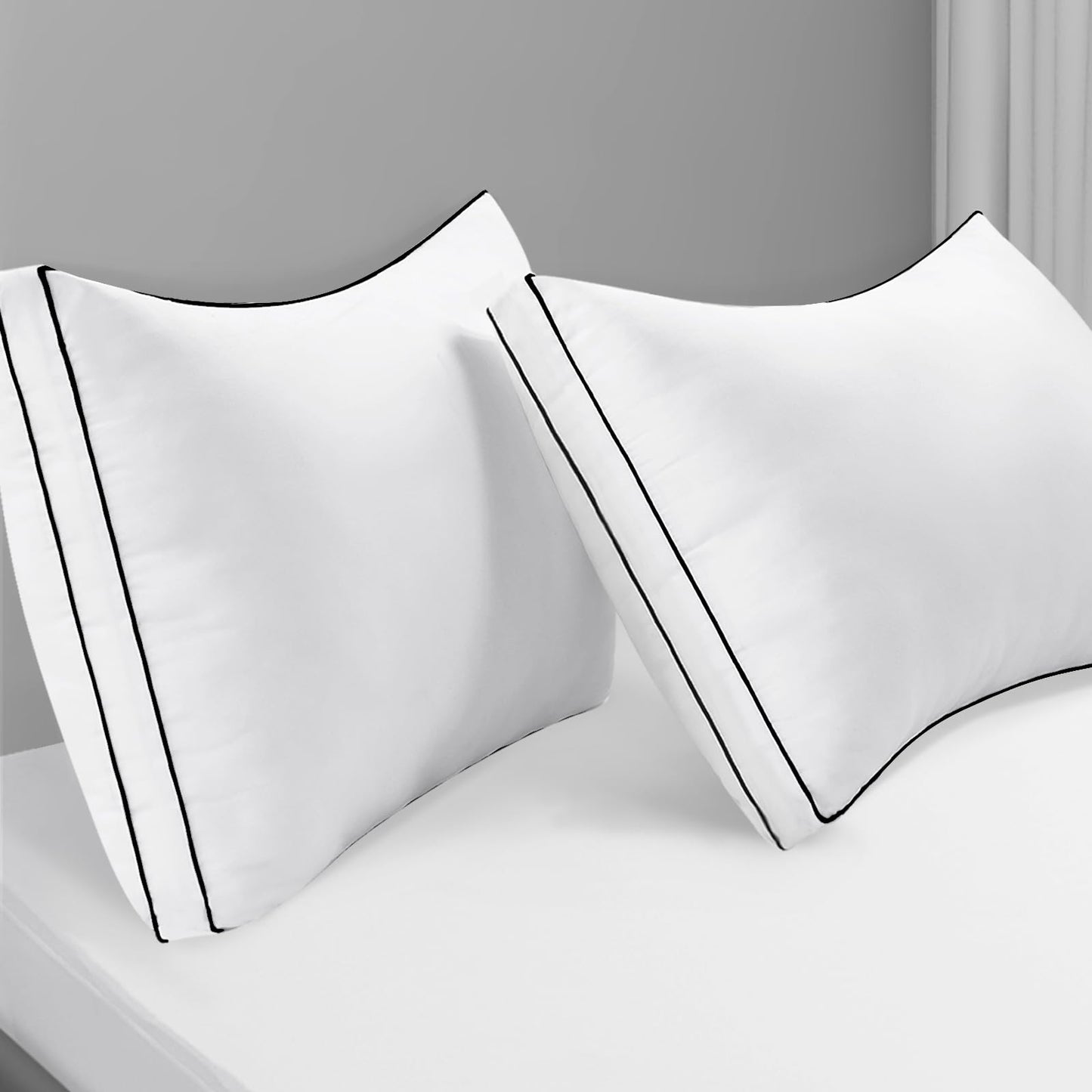 Premium Pillows King Size Set of 2, Fluffy and Supportive 7D Down Alternative Bed Pillows, Luxury Soft Hotel Quality Gusseted Pillow for Side Back Stomach Sleepers, Relief Neck Head and Shoulder Pain - Medaid International