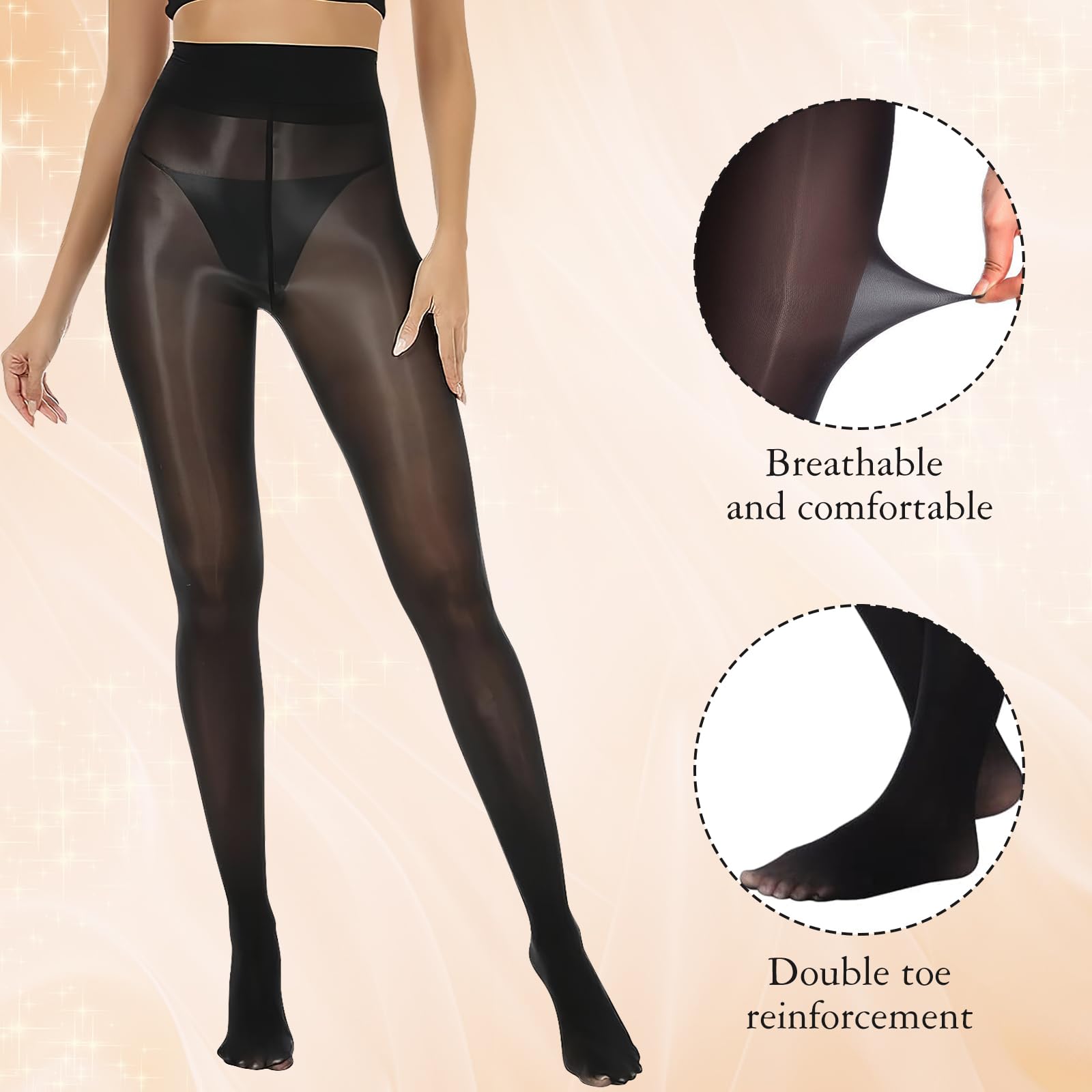 Buauty Shimmer Tights for Women, Shiny Oil Pantyhose Stockings, Oil Bright Shaping Tight Ultra Shiny Sheer Tights High Waist - Medaid International
