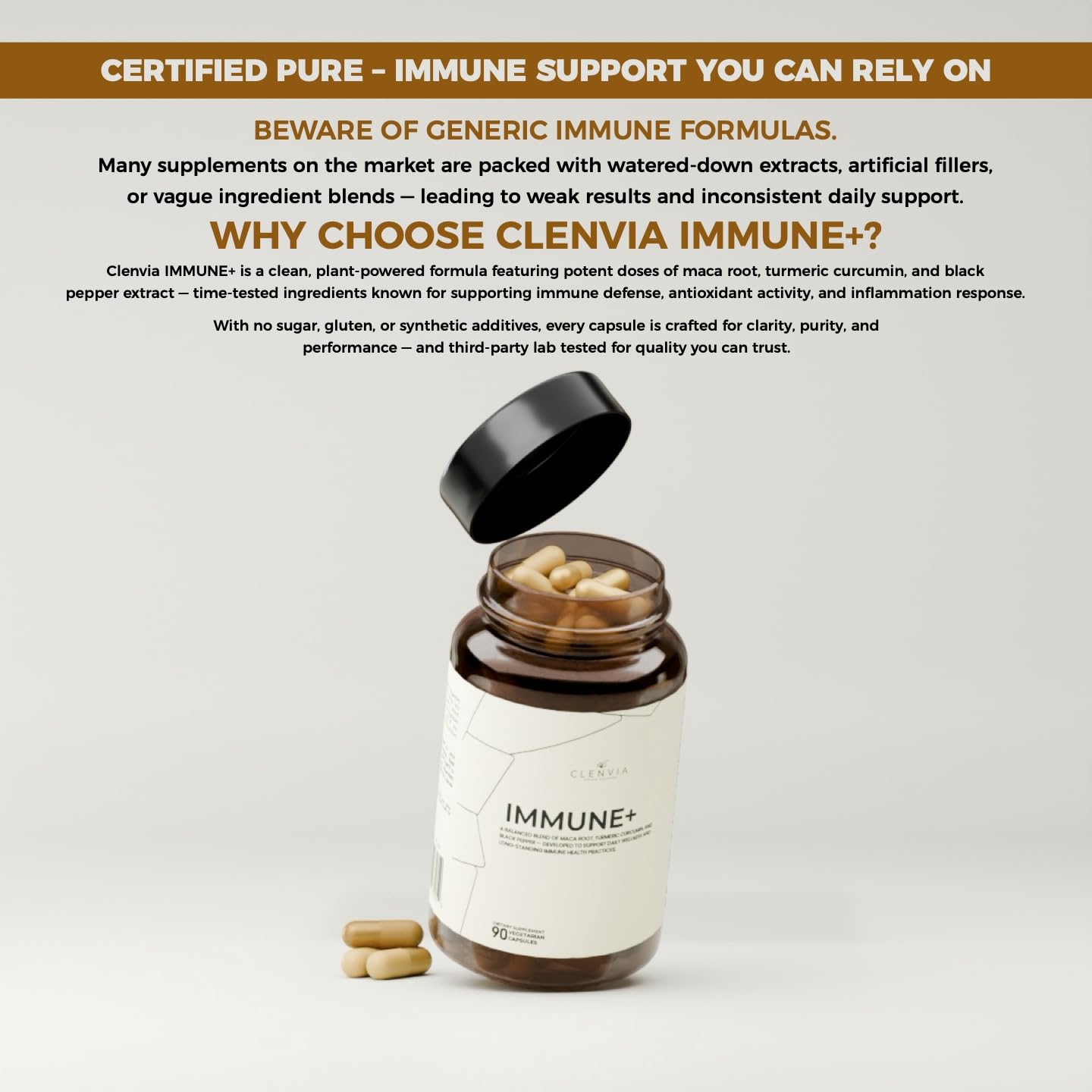 Immune Support Supplement – Advanced Herbal Blend with Turmeric, Maca Root & Black Pepper – Daily Wellness Formula – 90 Vegan Capsules – Made in USA - Medaid International