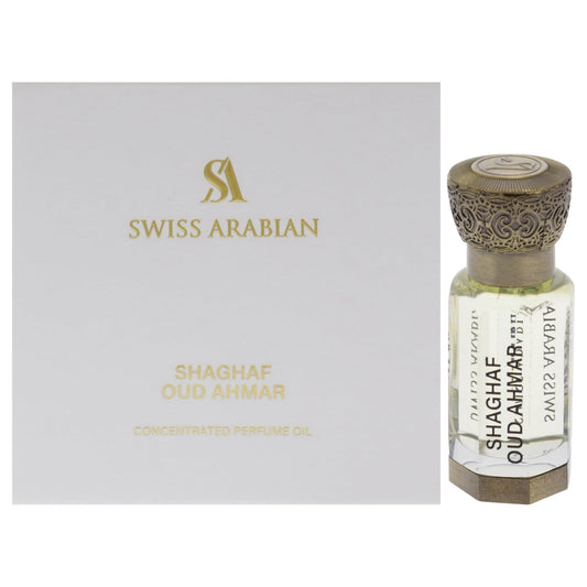 Swiss Arabian Shaghaf Oud Ahmar - Luxurious Concentrated Perfume Oil - Long Lasting Artisan Perfume with Notes of Iris, Amber, and Vanilla - 0.4 oz - Medaid International