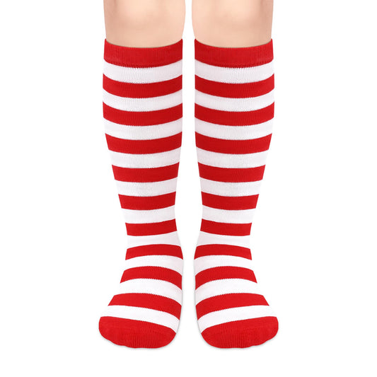 Sarfel Toddler Christmas Socks Kids Christmas Socks Toddler Halloween Sock Red and White Striped Sock Girls Christmas Stockings - Medaid International