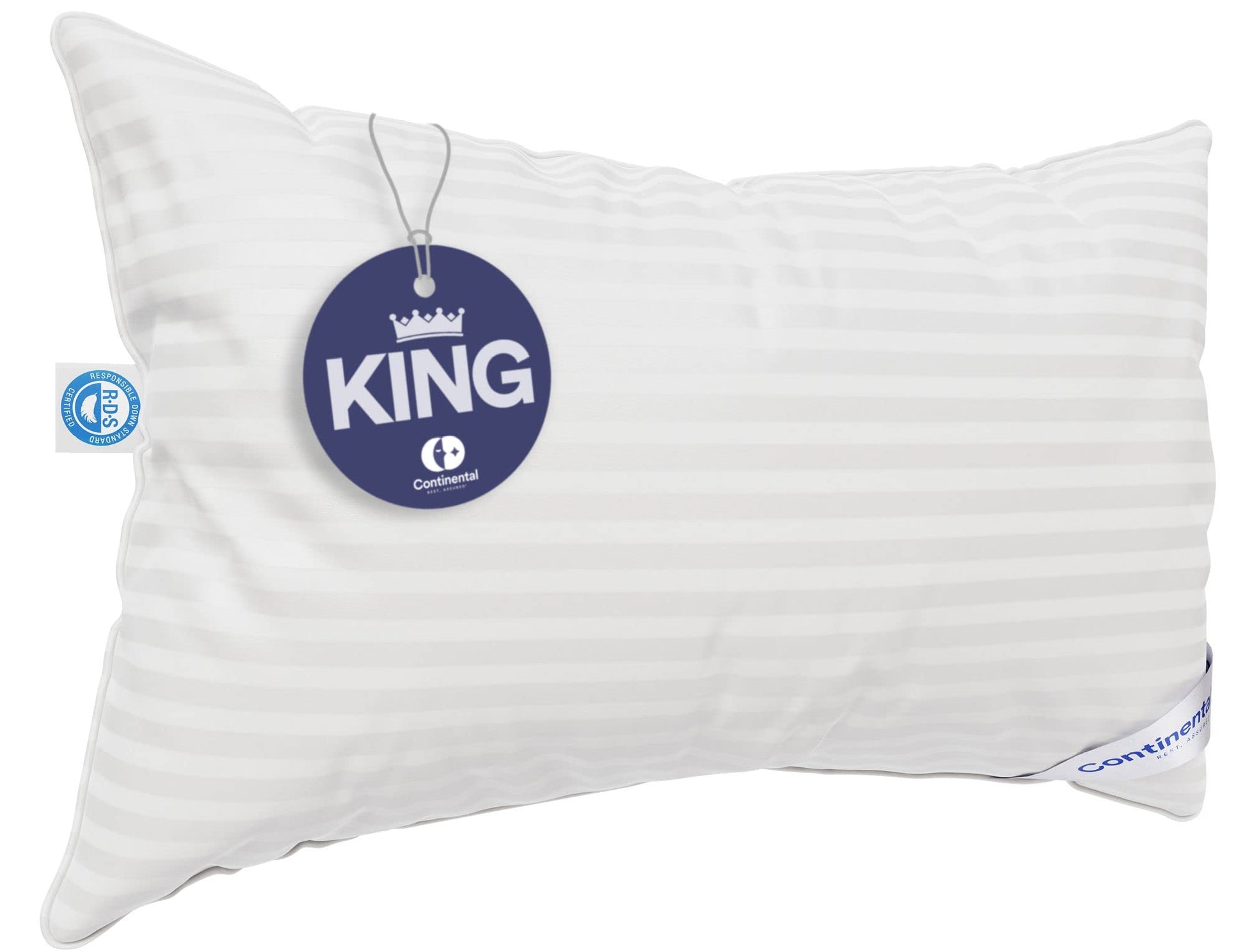 Continental Bedding | Serenity Goose Down Pillow | 700 Fill Power Hungarian White Down | 400TC Cotton Damask Shell | Made in USA | Medium, King (Pack of 1) - Medaid International